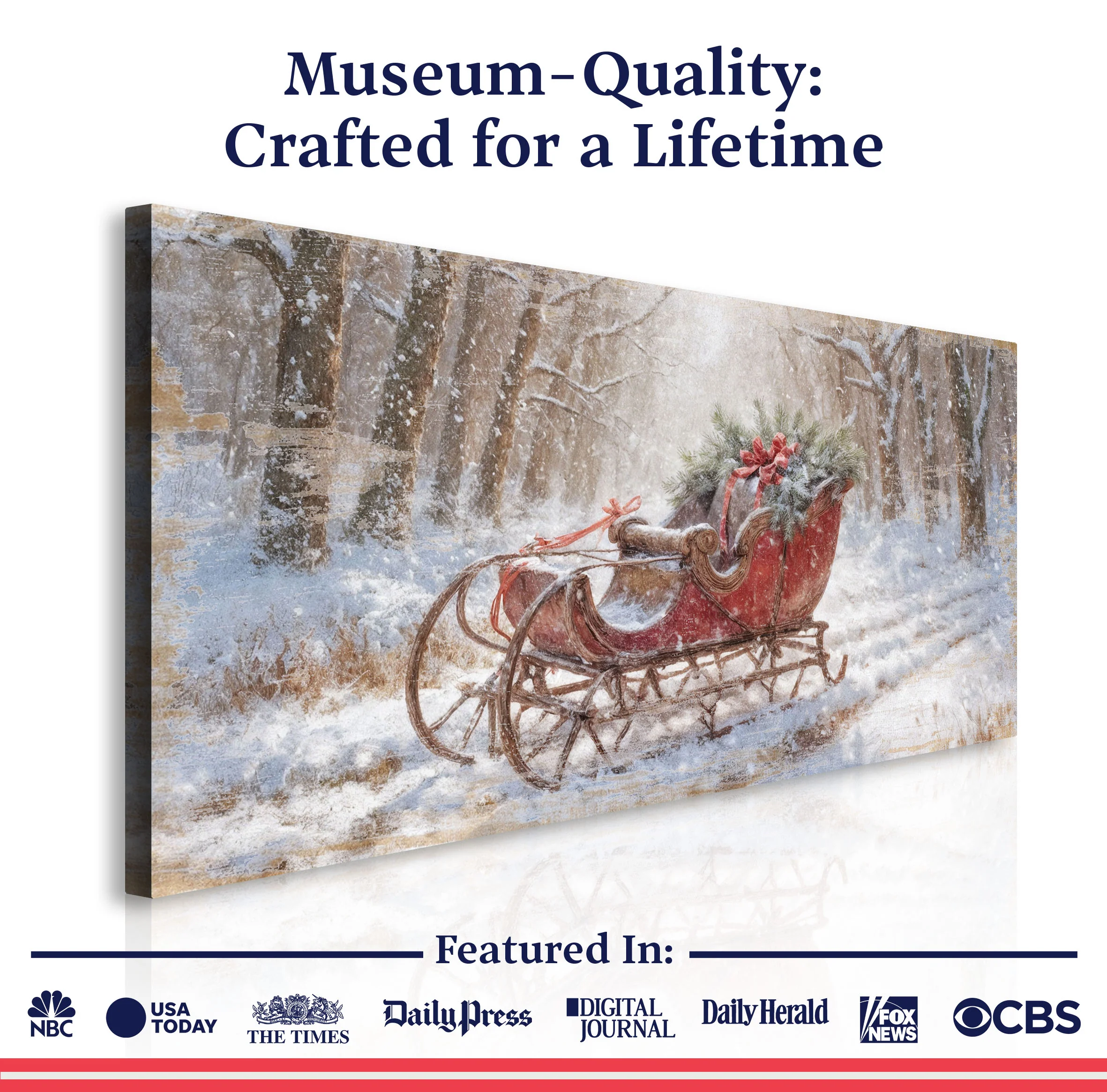 Vintage Red Sleigh Christmas Wall Art - Image 6