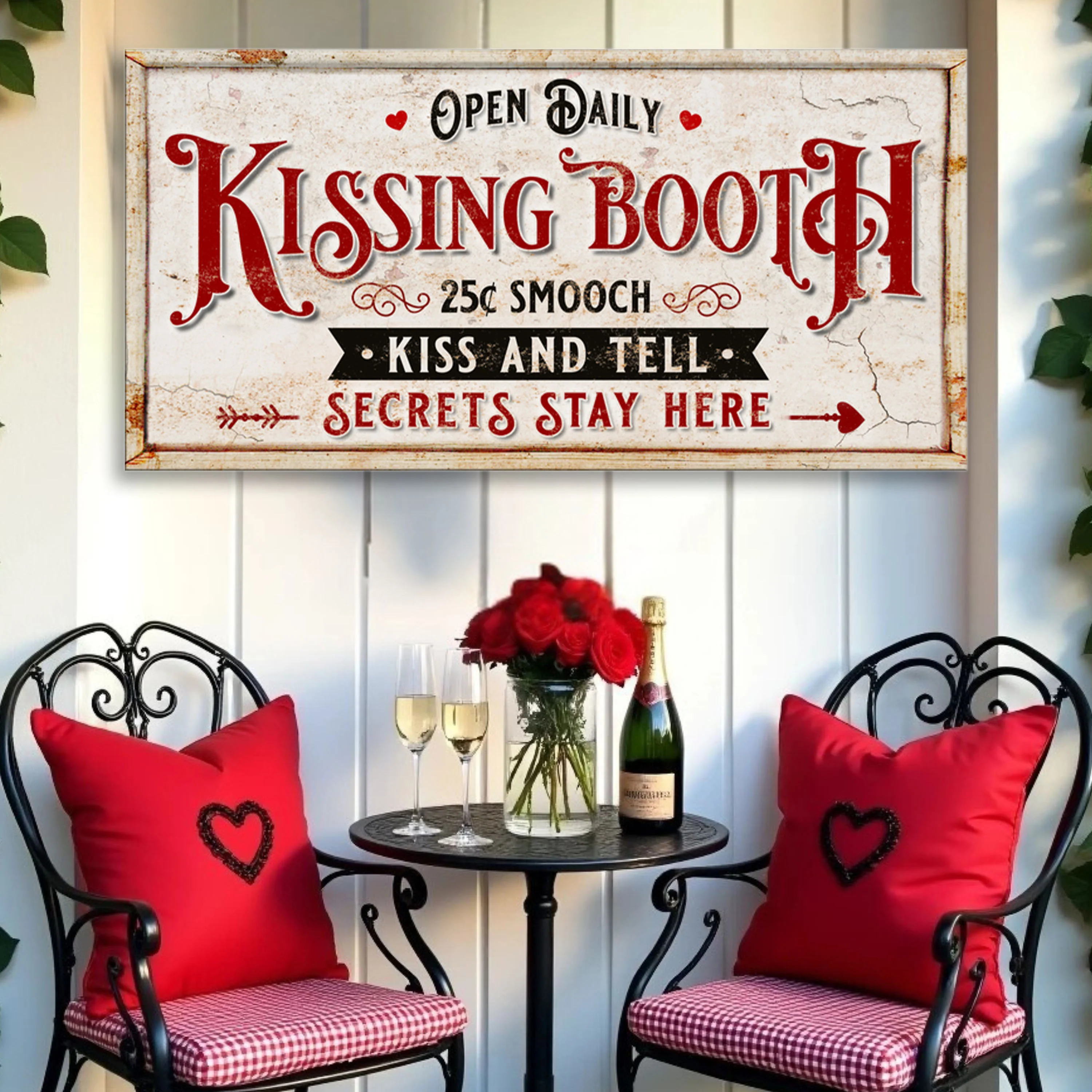 Vintage Rustic Kissing Booth Sign IV - Image 3