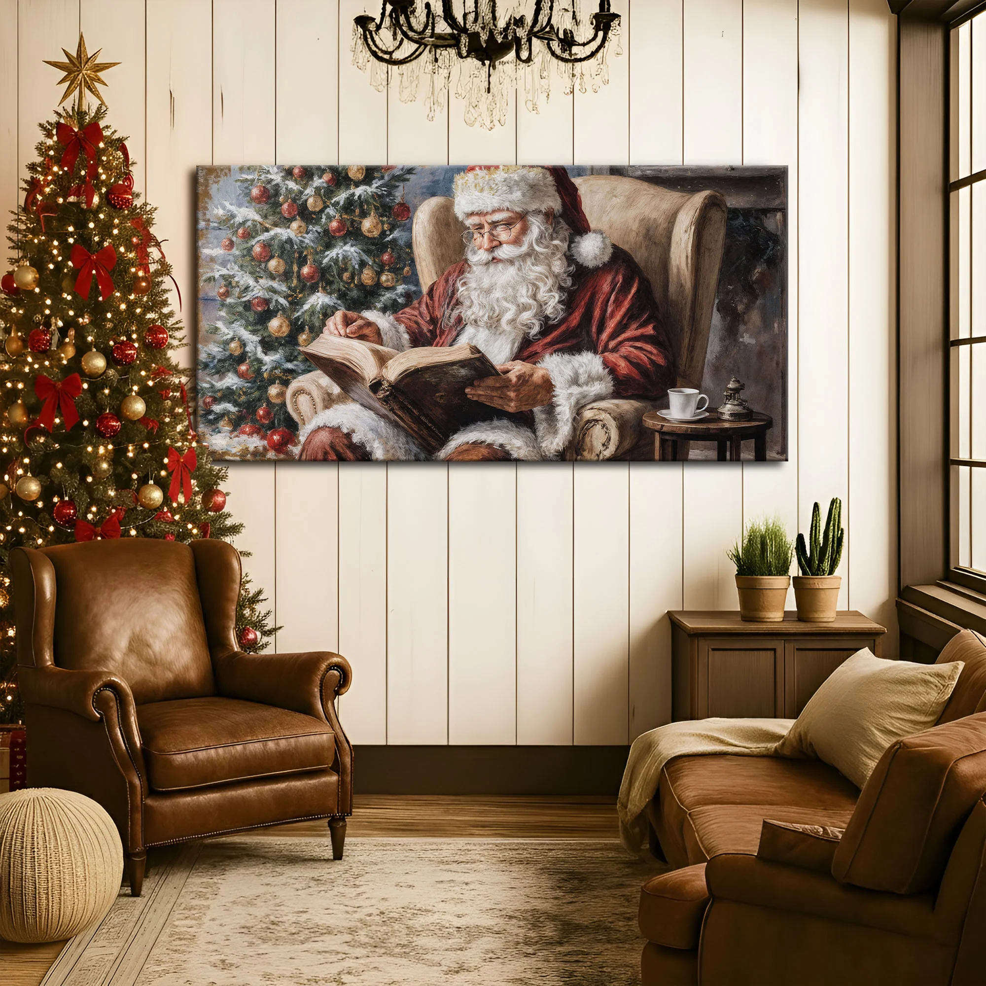 Vintage Santa Claus Reading Christmas Wall Art - Image 3