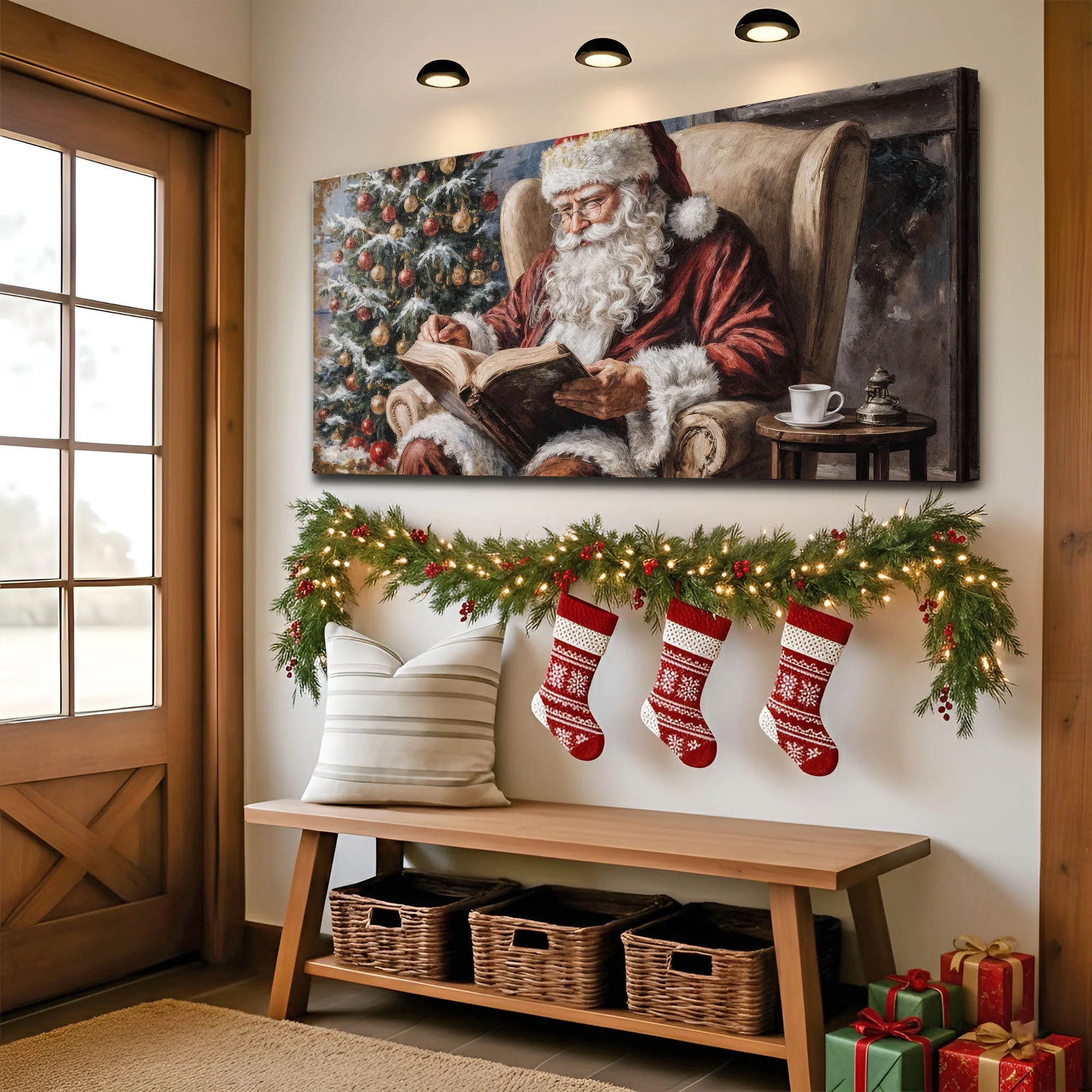 Vintage Santa Claus Reading Christmas Wall Art - Image 4