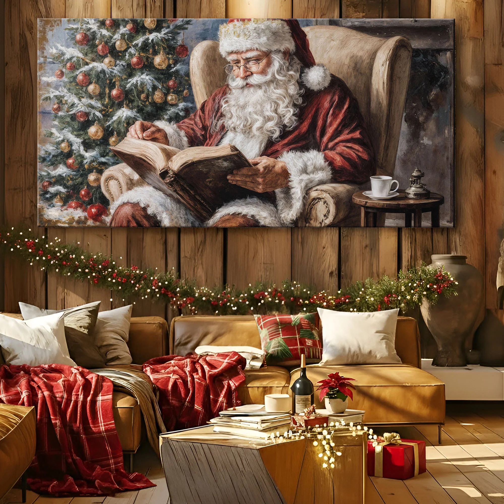 Vintage Santa Claus Reading Christmas Wall Art - Image 5