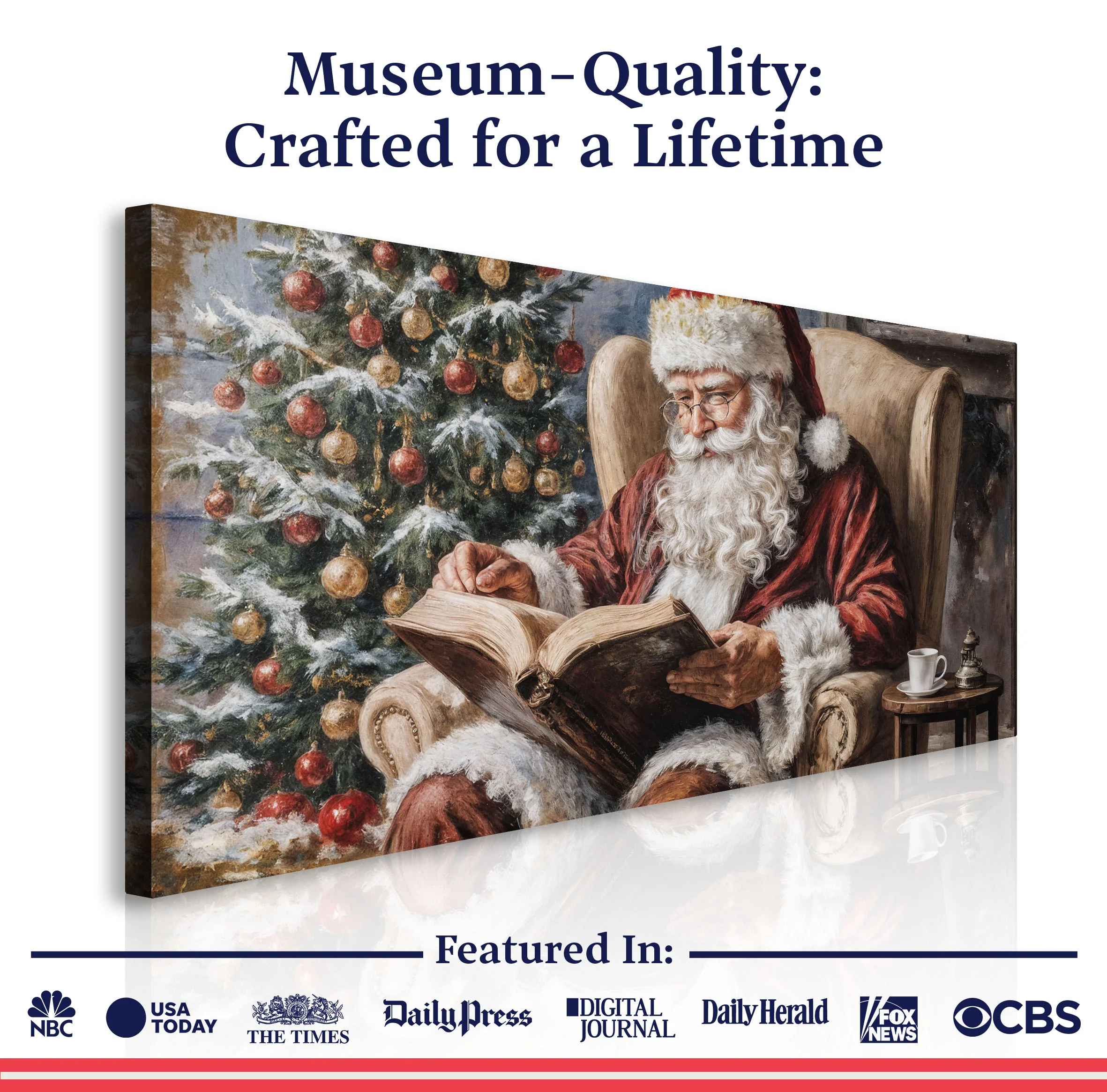 Vintage Santa Claus Reading Christmas Wall Art - Image 6