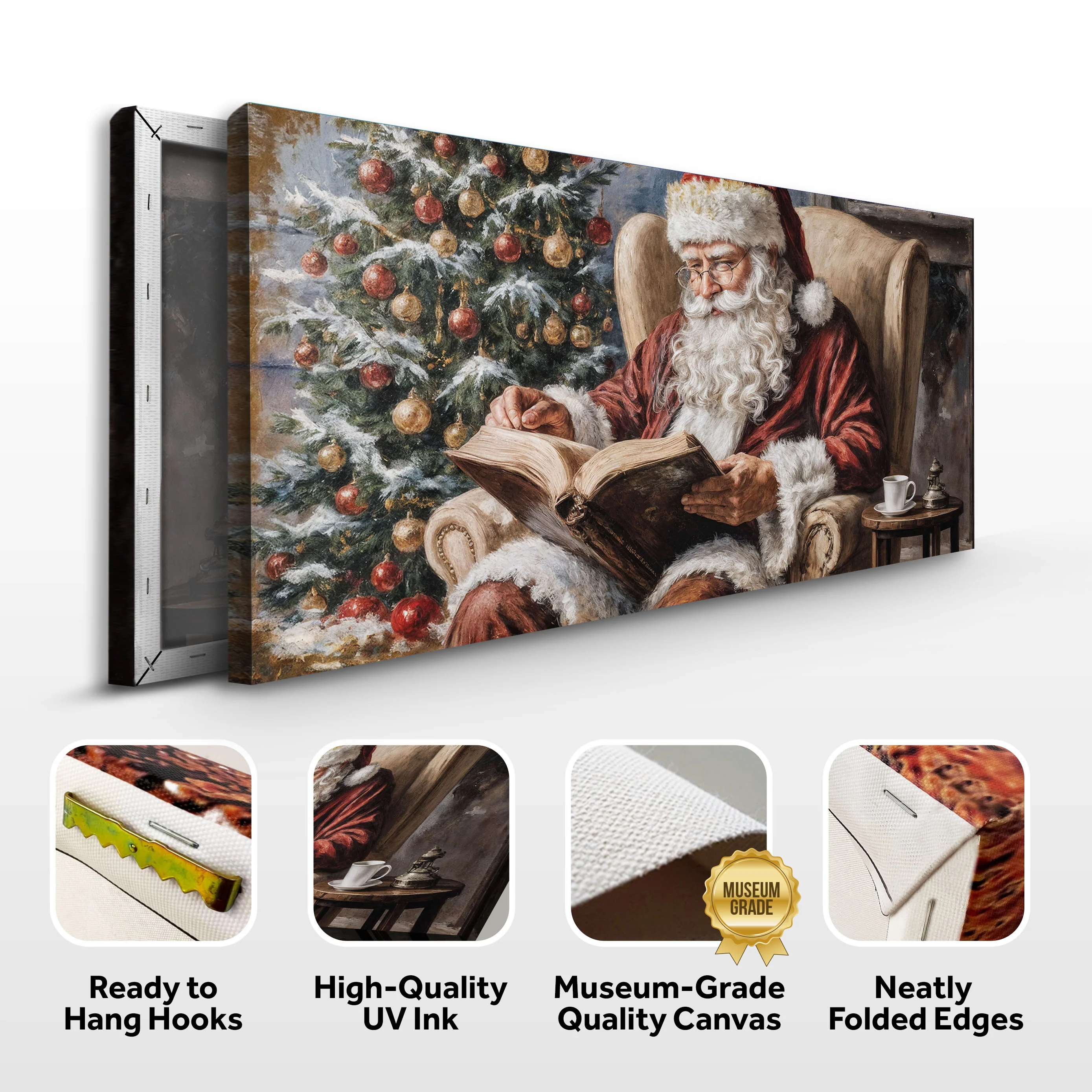 Vintage Santa Claus Reading Christmas Wall Art - Image 8
