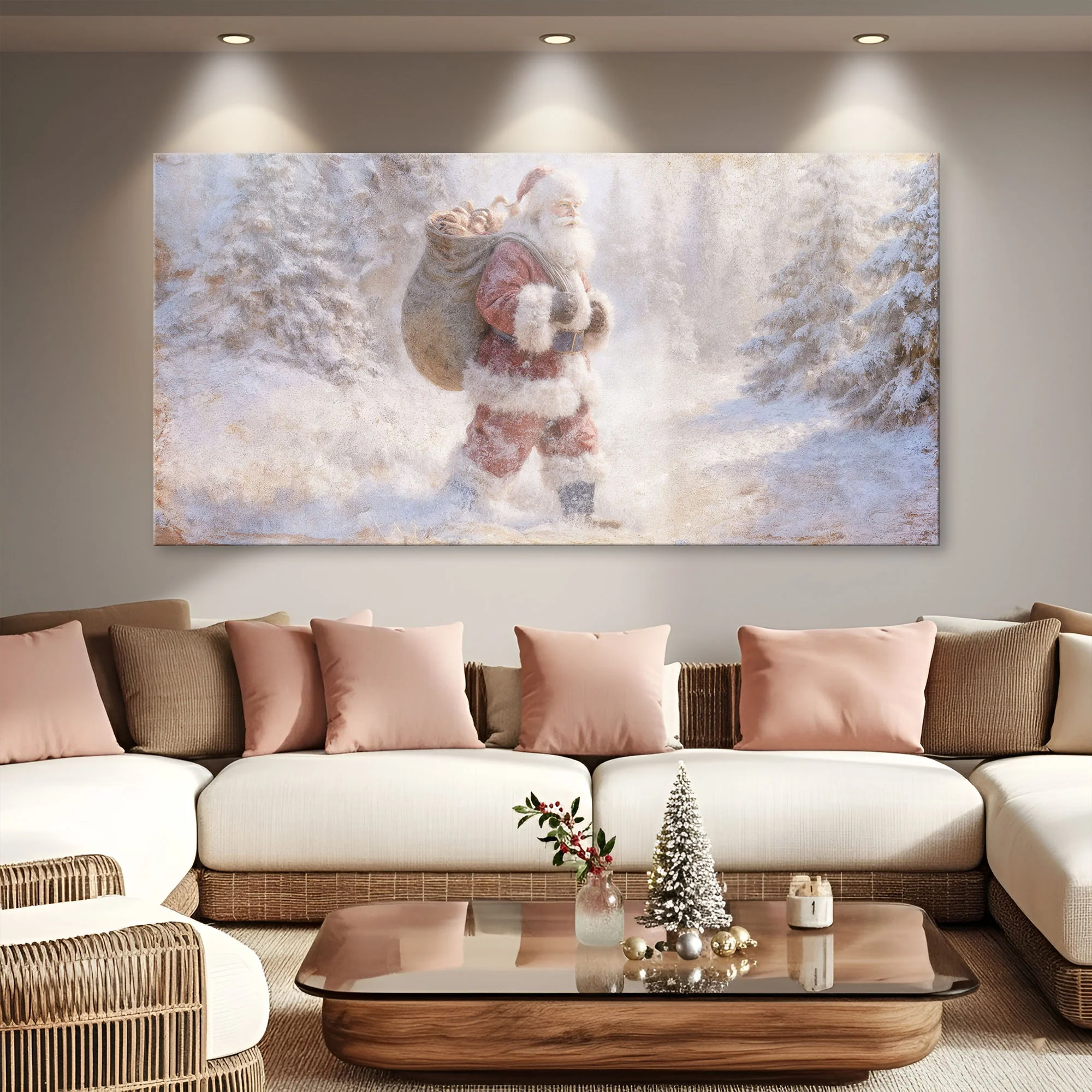 Vintage Santa in the Snow Wall Art - Image 2