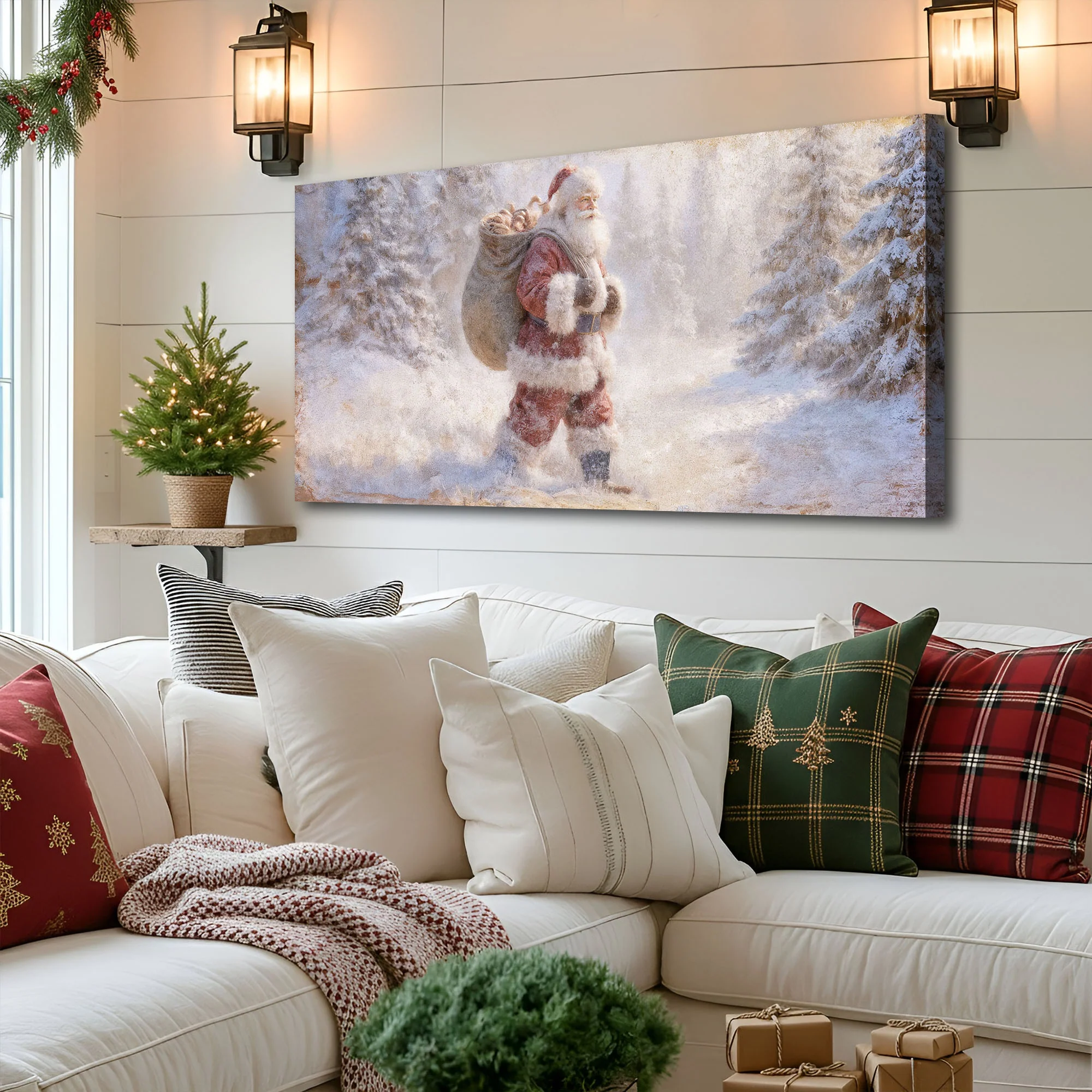Vintage Santa in the Snow Wall Art - Image 3