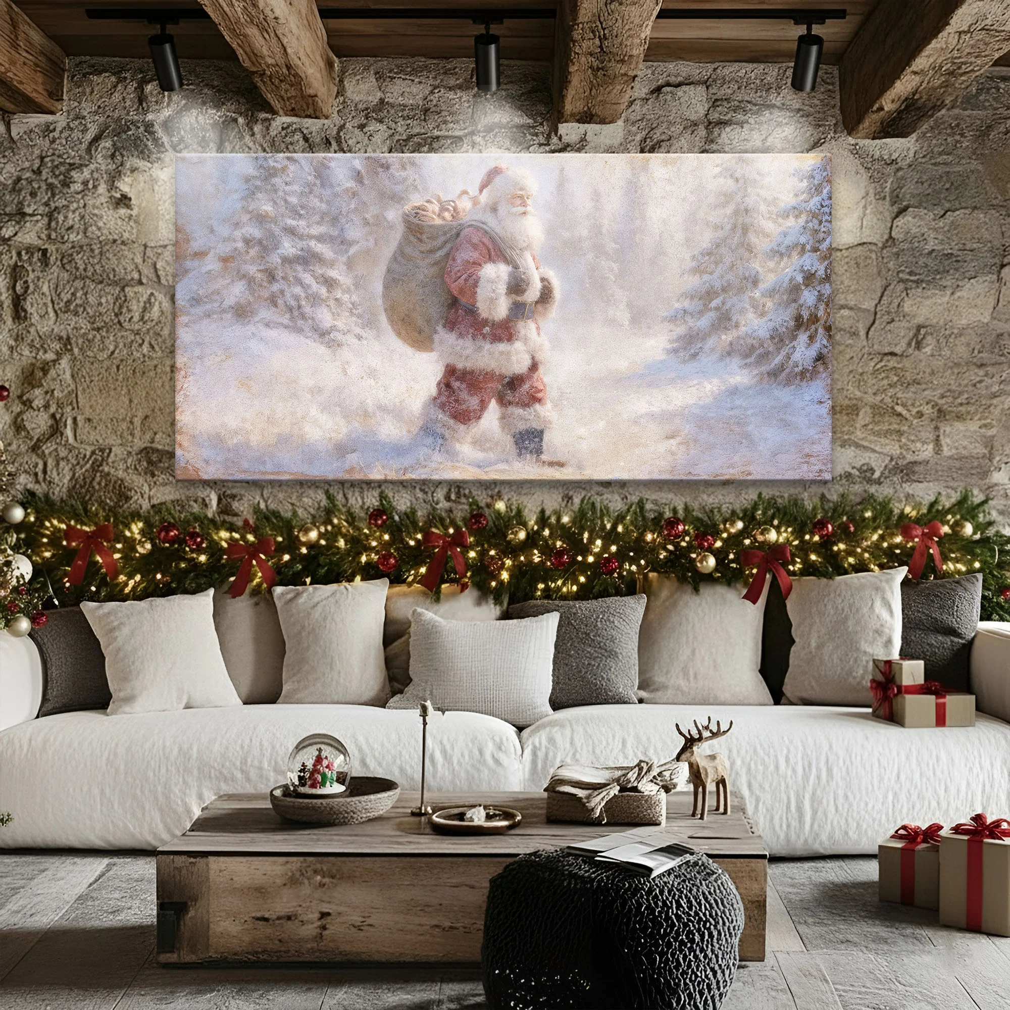 Vintage Santa in the Snow Wall Art - Image 4