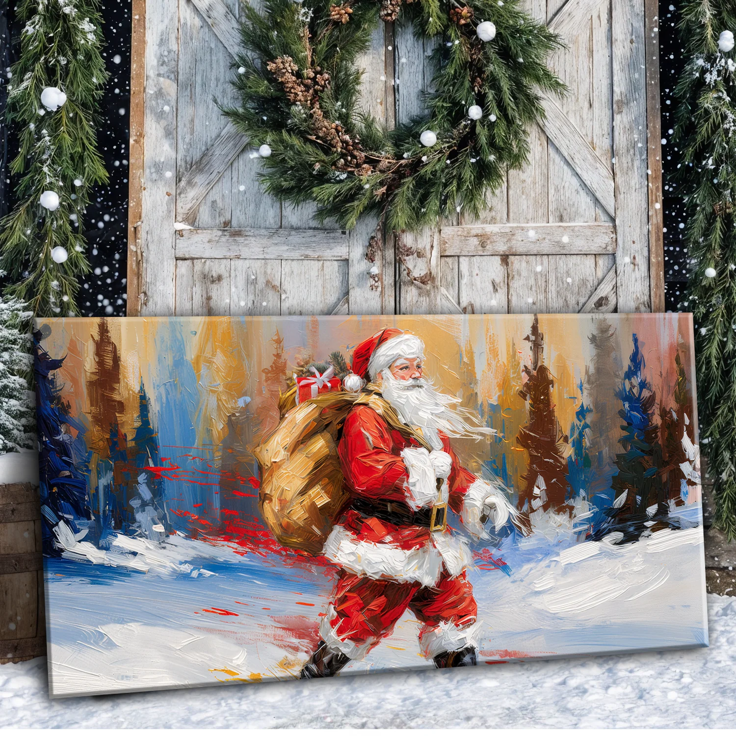 Vintage Santa in the Snow Wall Art II - Image 5