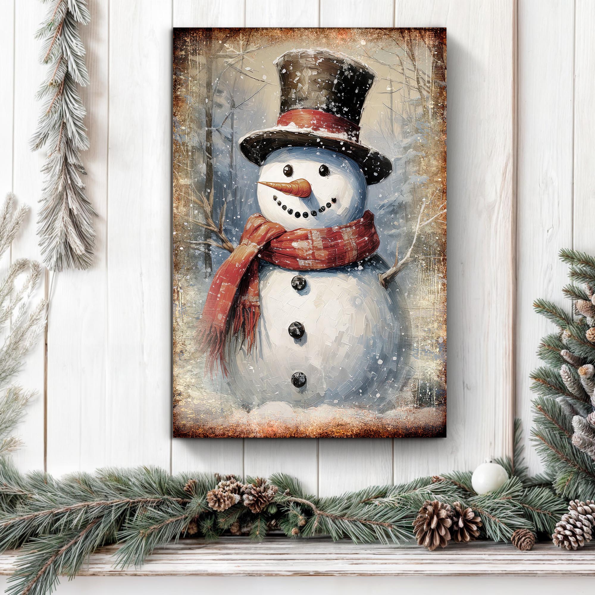 Vintage Snowman Christmas Wall Art - Image 2