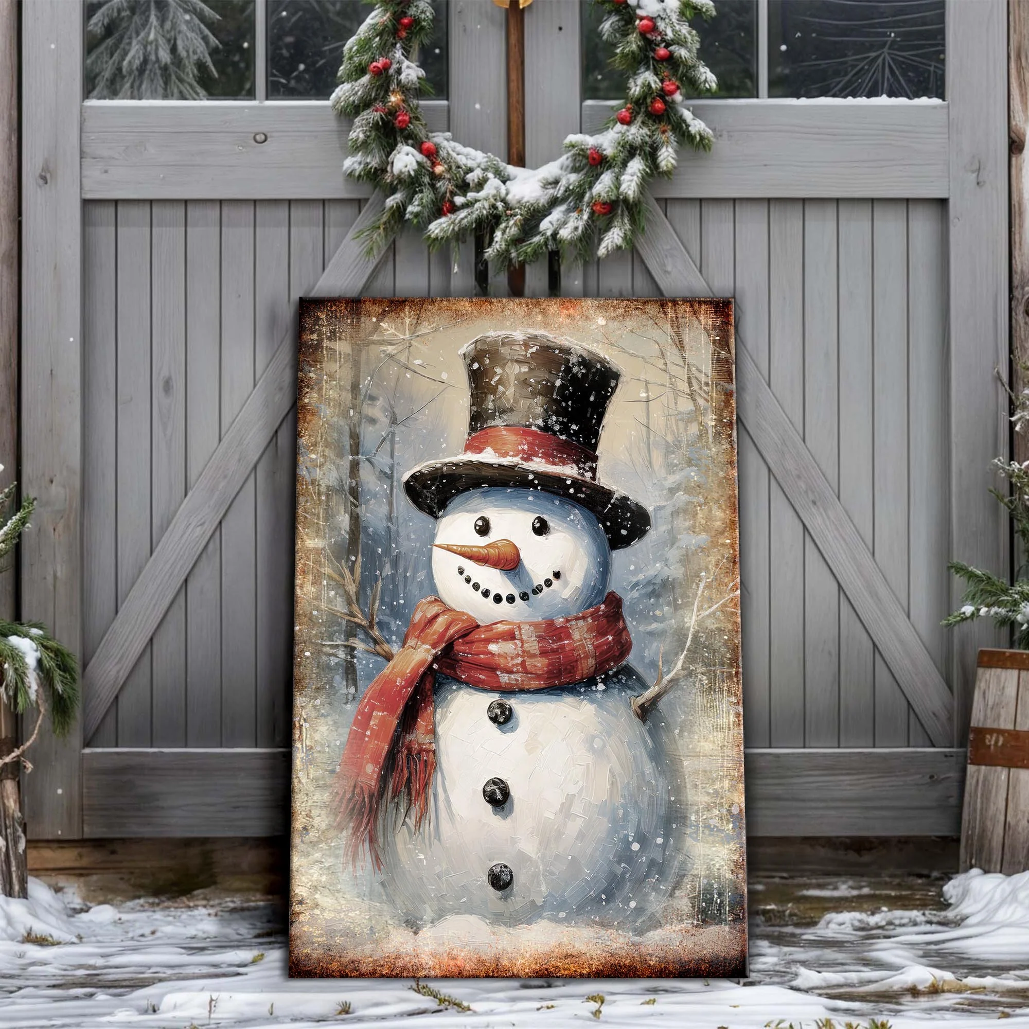 Vintage Snowman Christmas Wall Art - Image 3