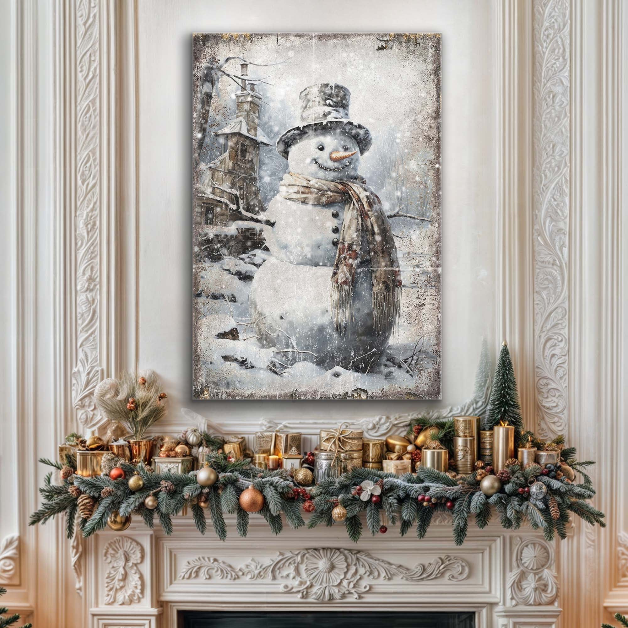 Vintage Snowman Christmas Wall Art II - Image 2