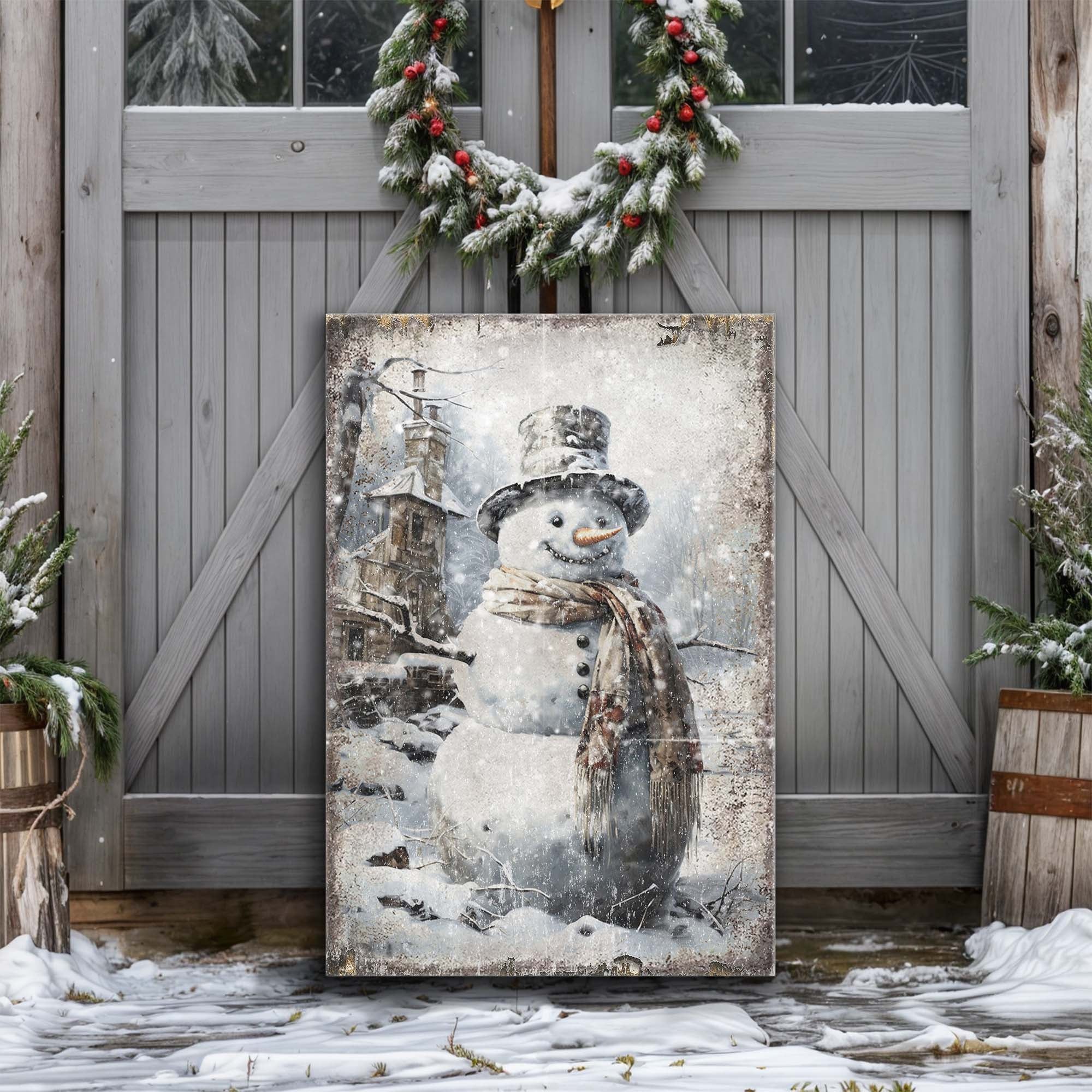 Vintage Snowman Christmas Wall Art II - Image 4