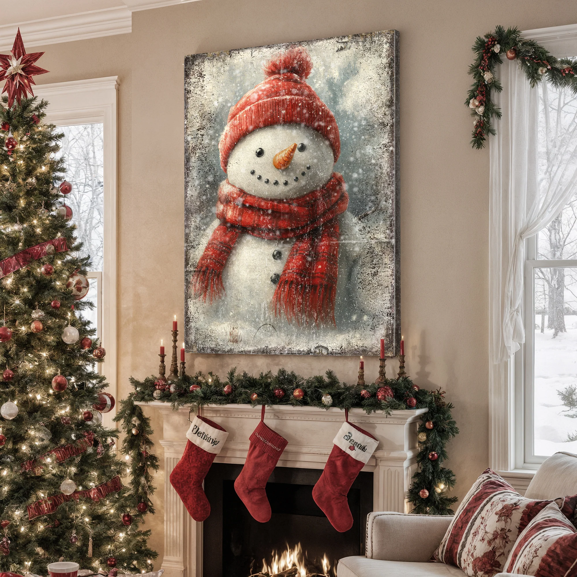 Vintage Snowman Christmas Wall Art V - Image 2