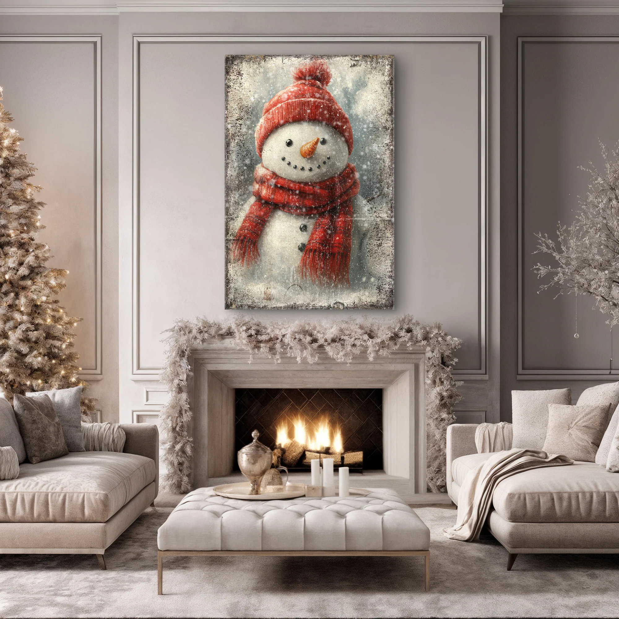Vintage Snowman Christmas Wall Art V - Image 3
