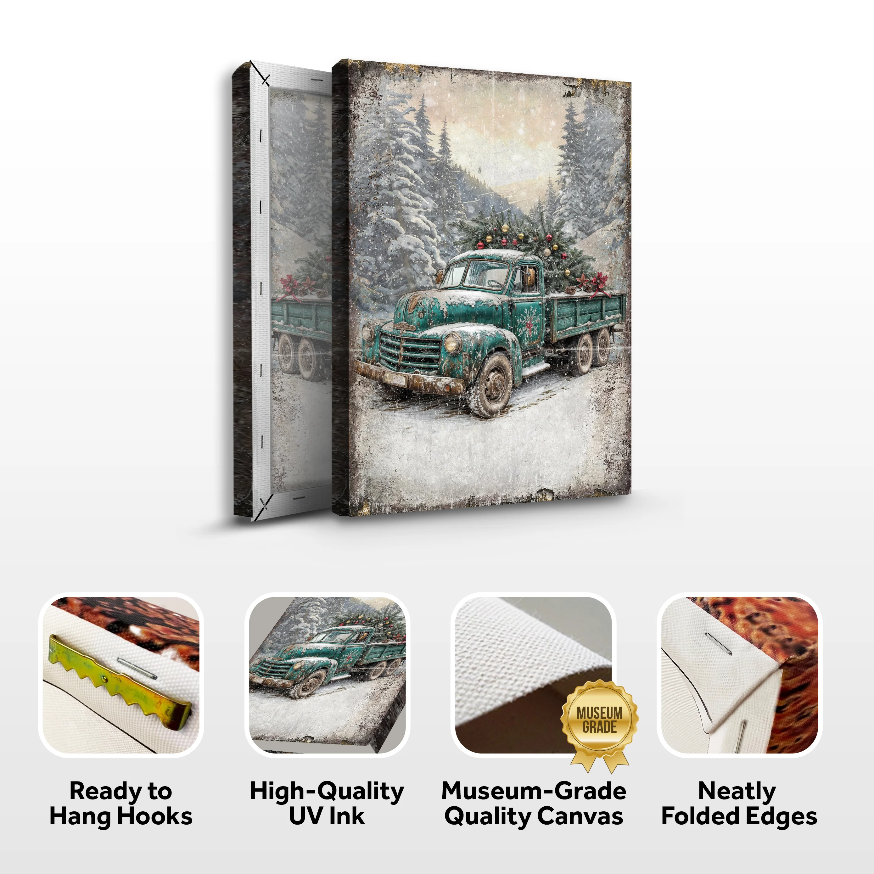 Vintage Truck With Christmas Tree Wall Art - Image 7