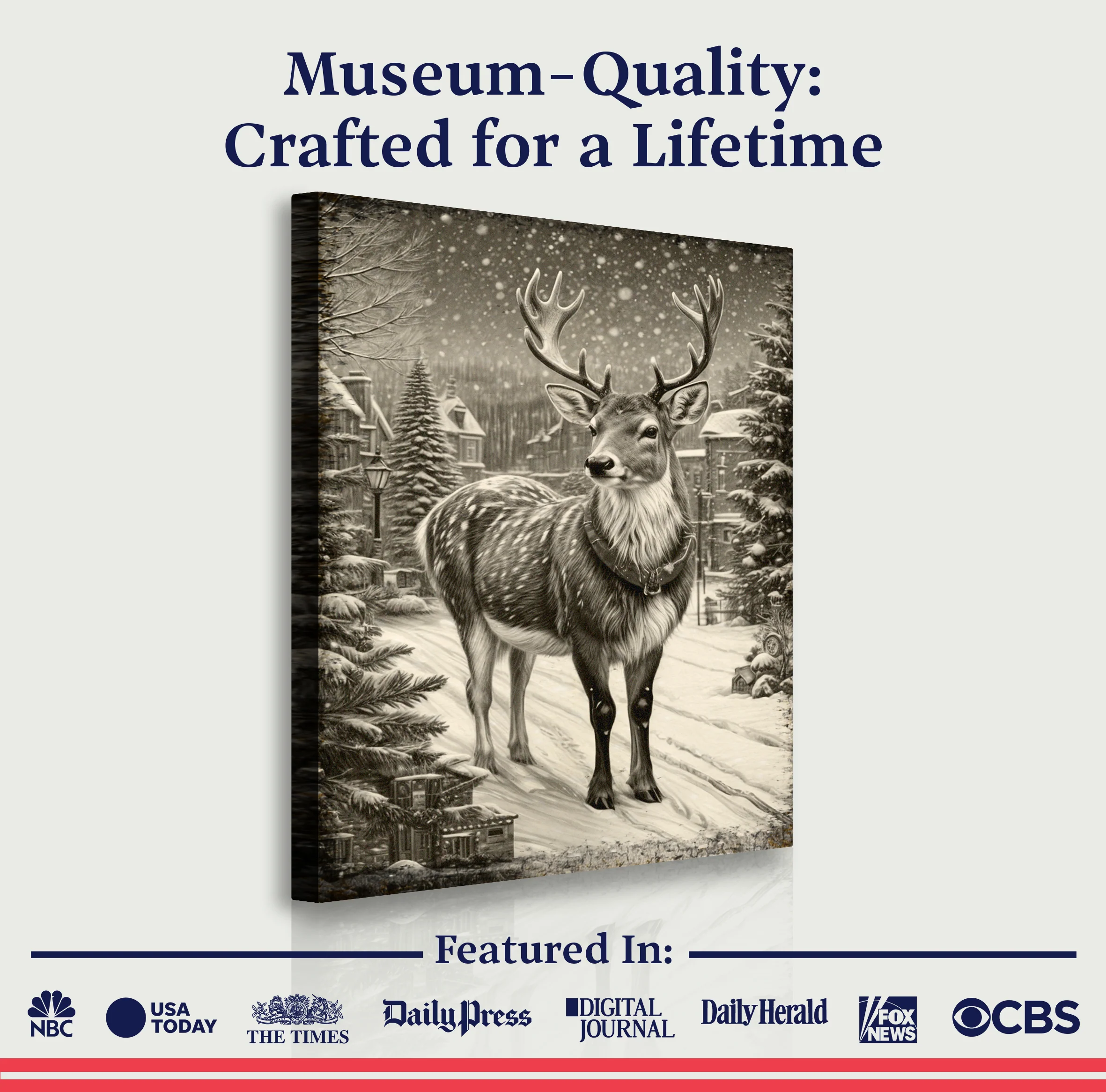 Vintage Winter Deer Christmas Wall Art II - Image 4