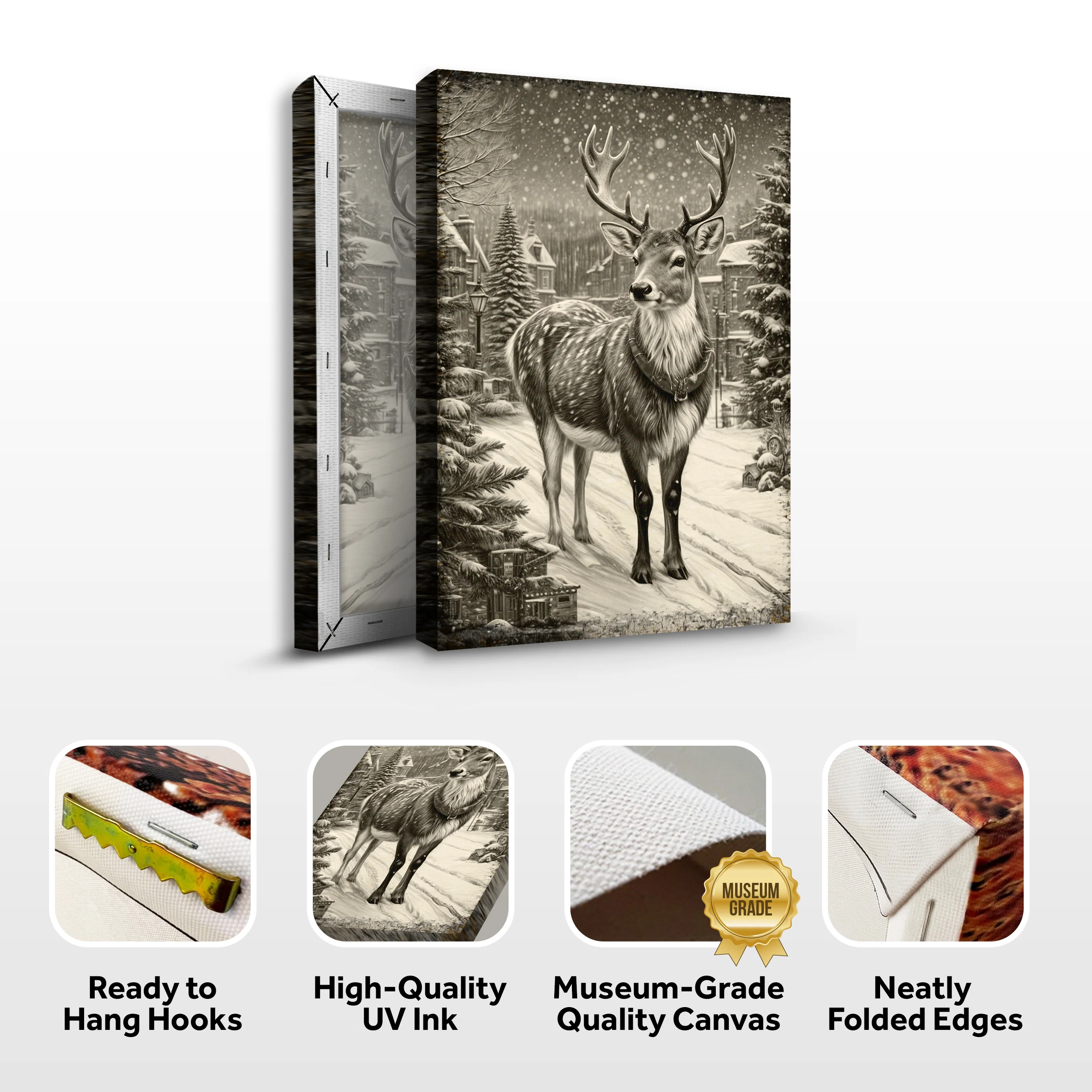 Vintage Winter Deer Christmas Wall Art II - Image 6