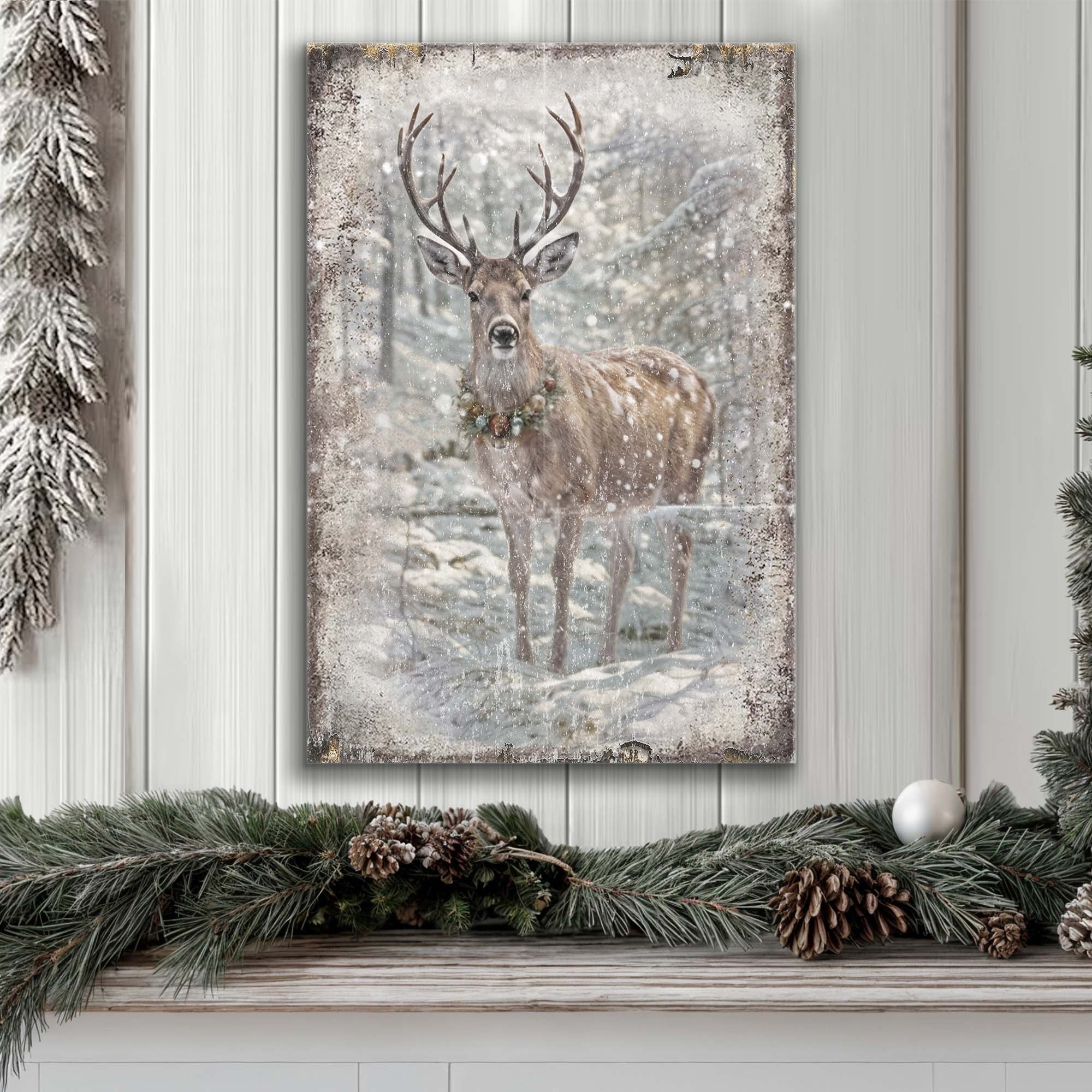 Vintage Winter Deer Christmas Wall Art III - Image 3