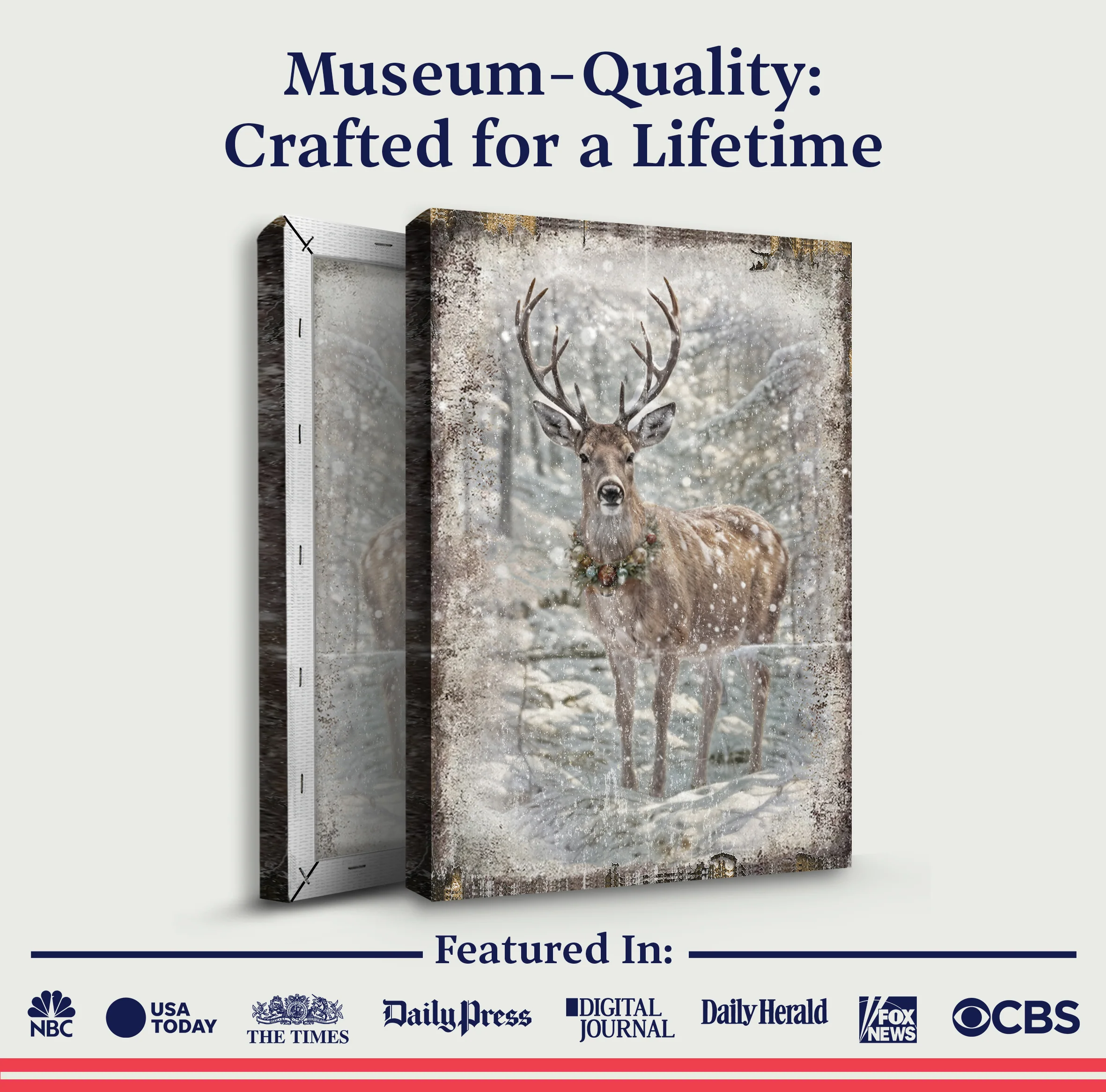 Vintage Winter Deer Christmas Wall Art III - Image 5