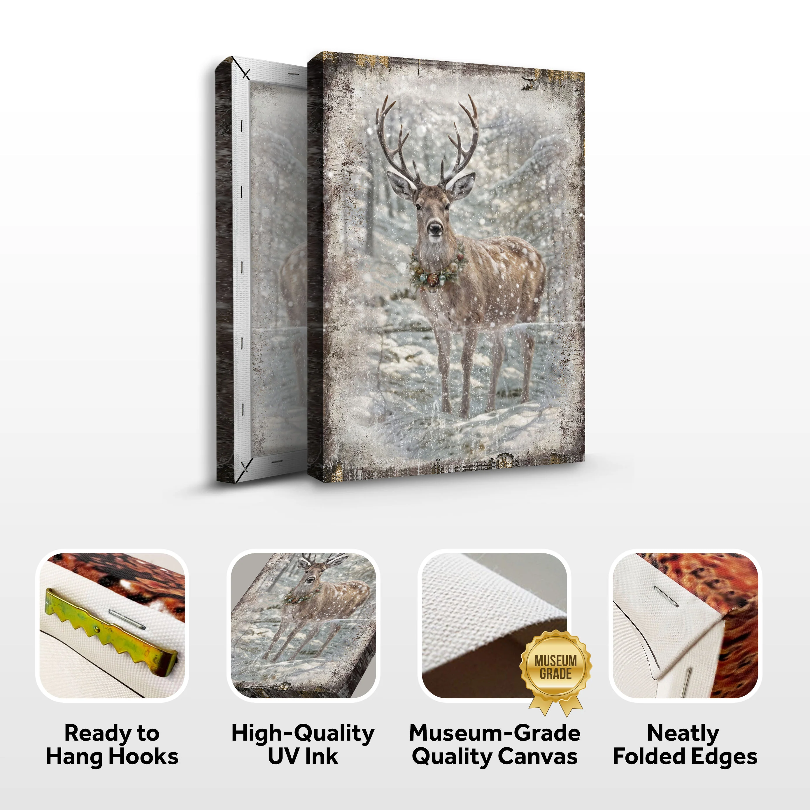 Vintage Winter Deer Christmas Wall Art III - Image 7