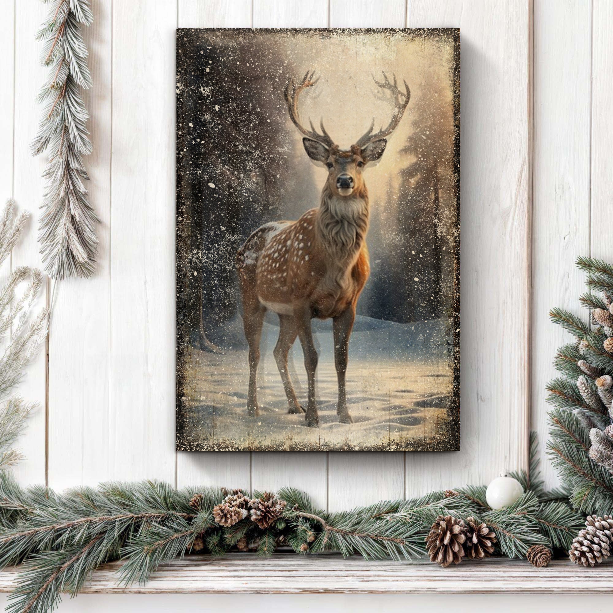 Vintage Winter Deer Christmas Wall Art IV - Image 3
