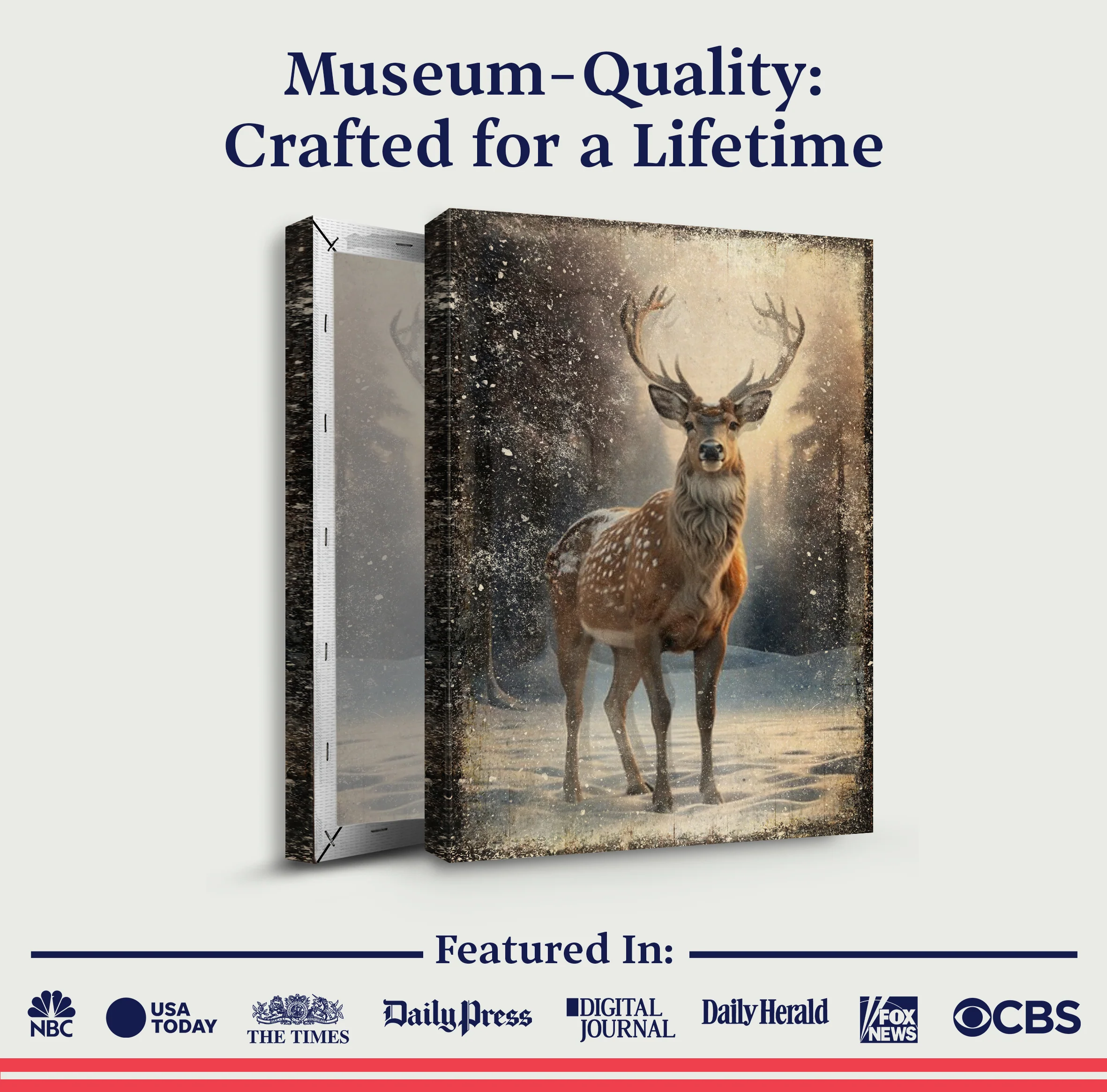Vintage Winter Deer Christmas Wall Art IV - Image 4