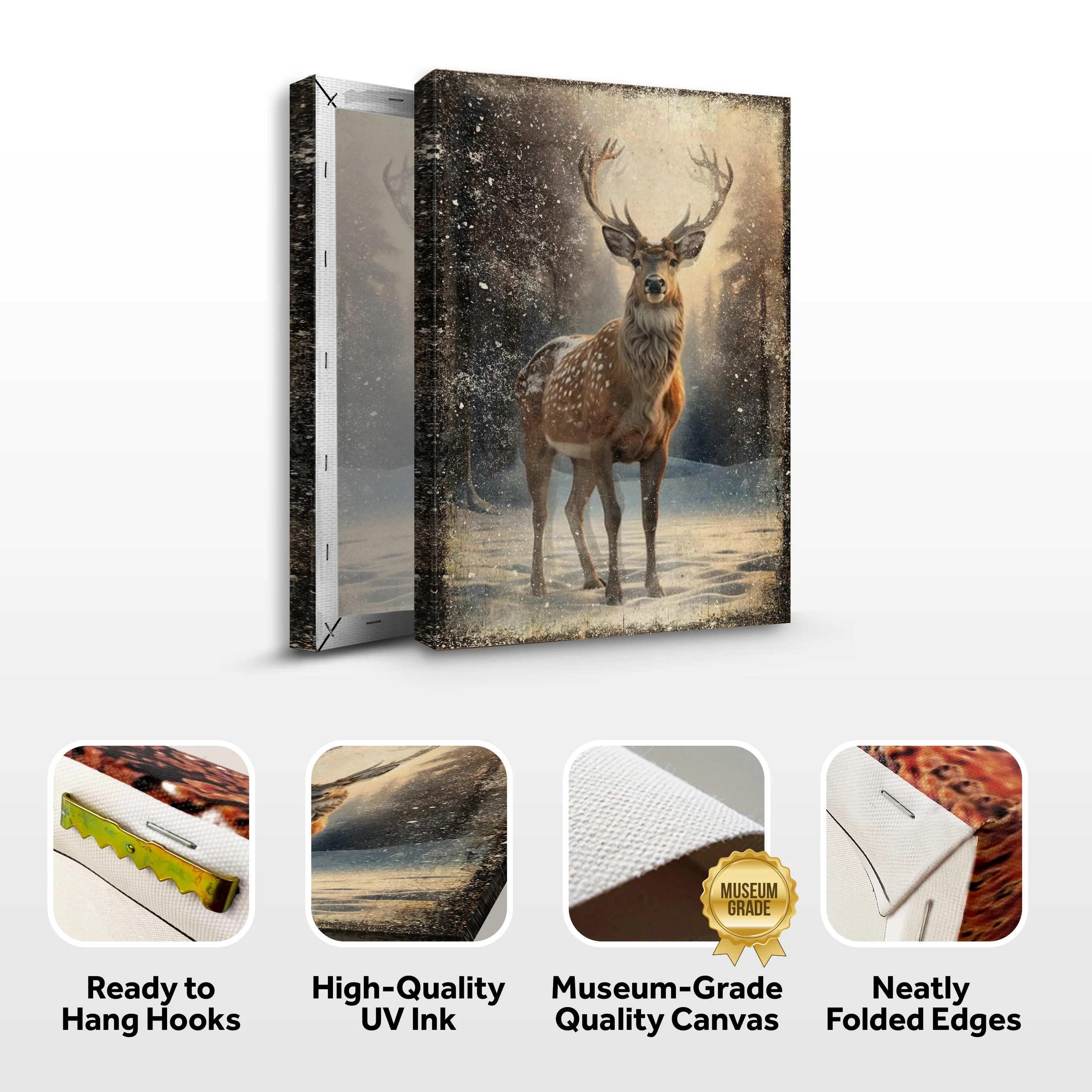Vintage Winter Deer Christmas Wall Art IV - Image 6