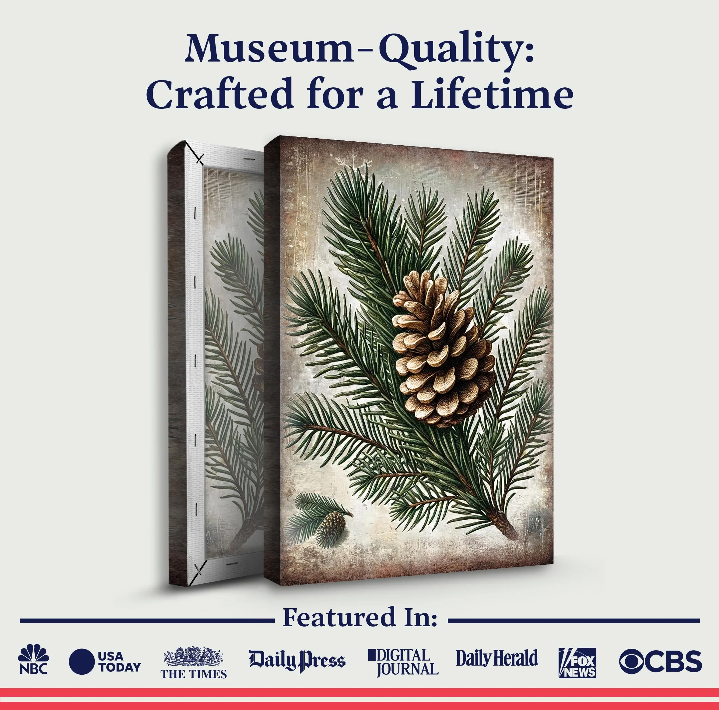 Vintage Winter Pine Cone Christmas Wall Art - Image 4