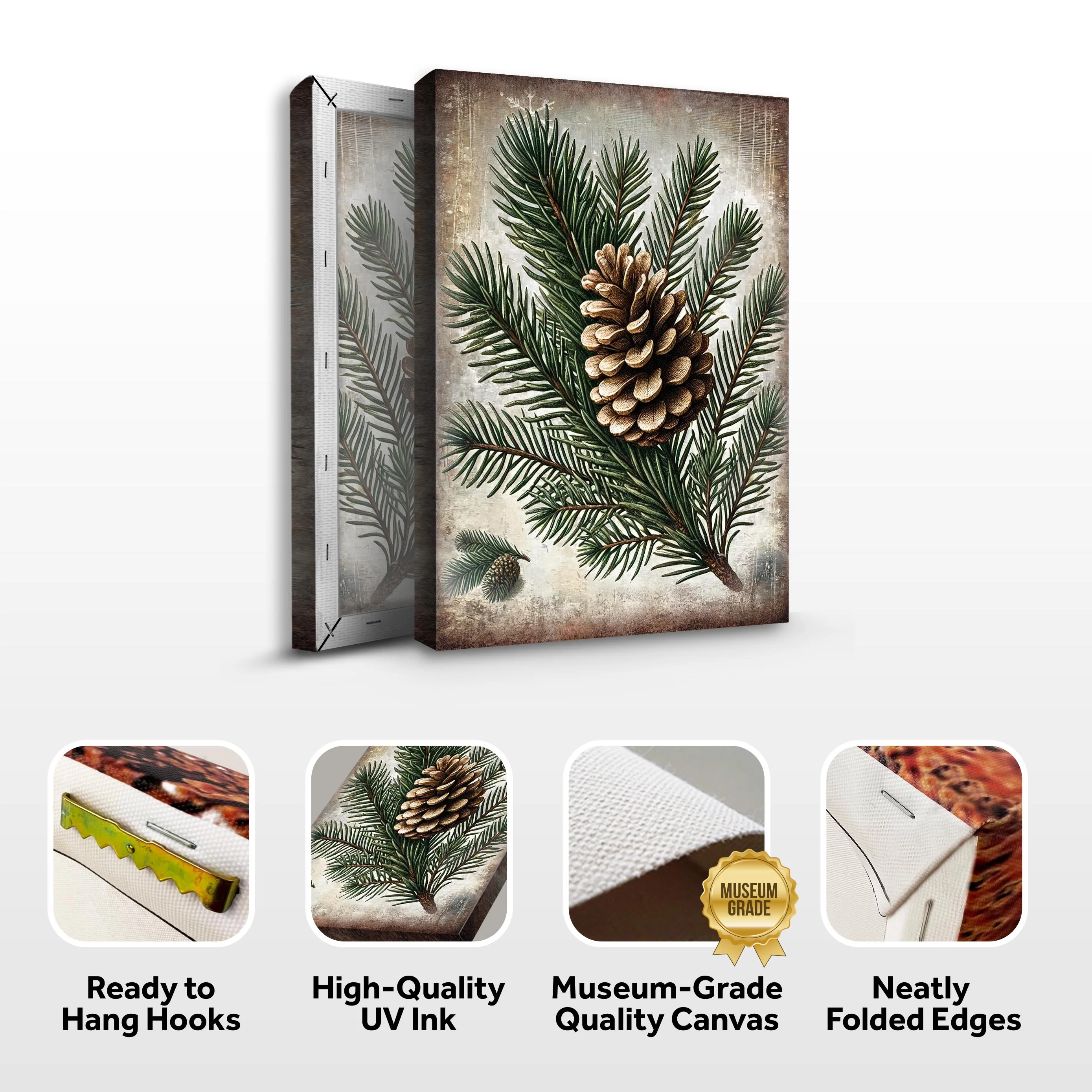 Vintage Winter Pine Cone Christmas Wall Art - Image 6