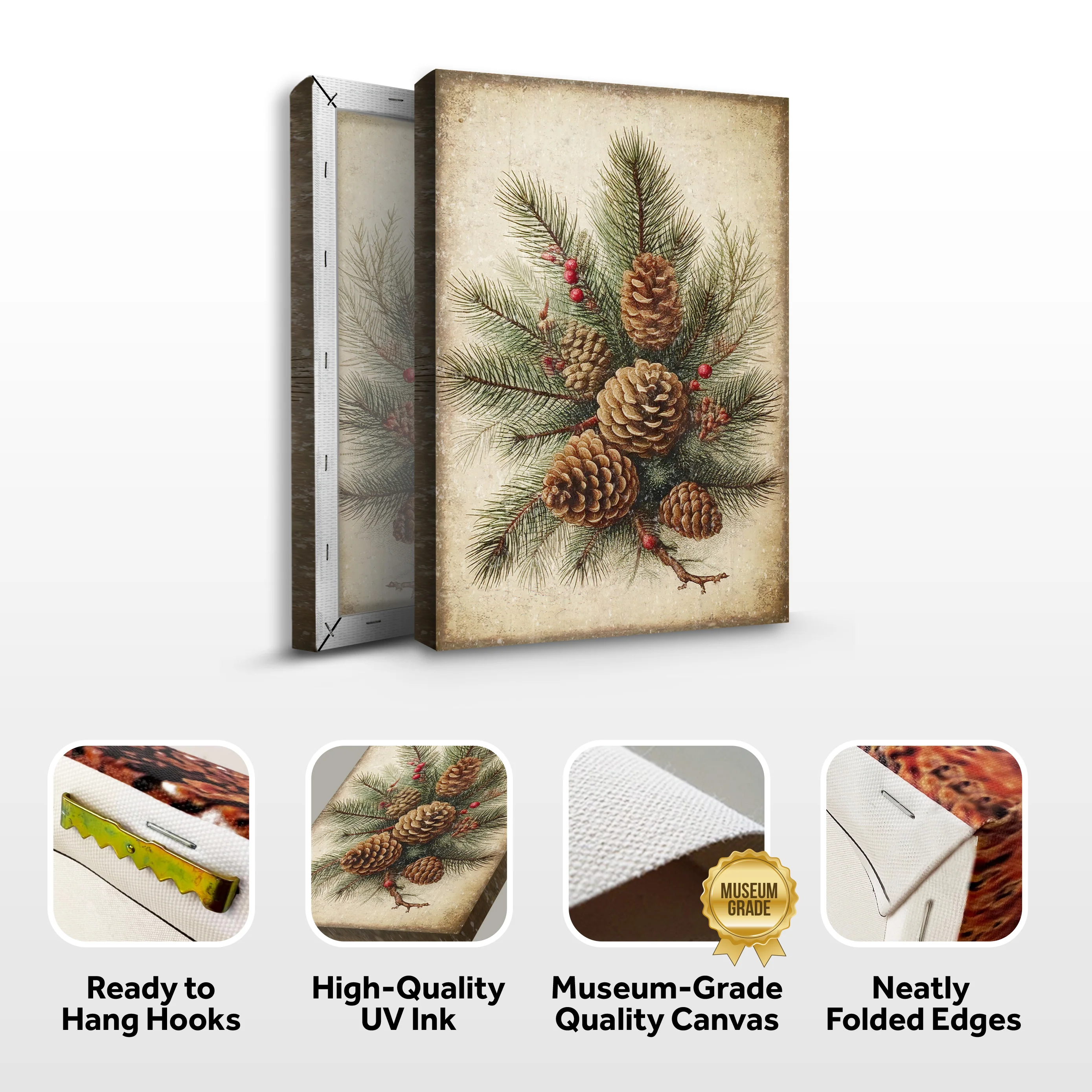 Vintage Winter Pine Cone Christmas Wall Art III - Image 6