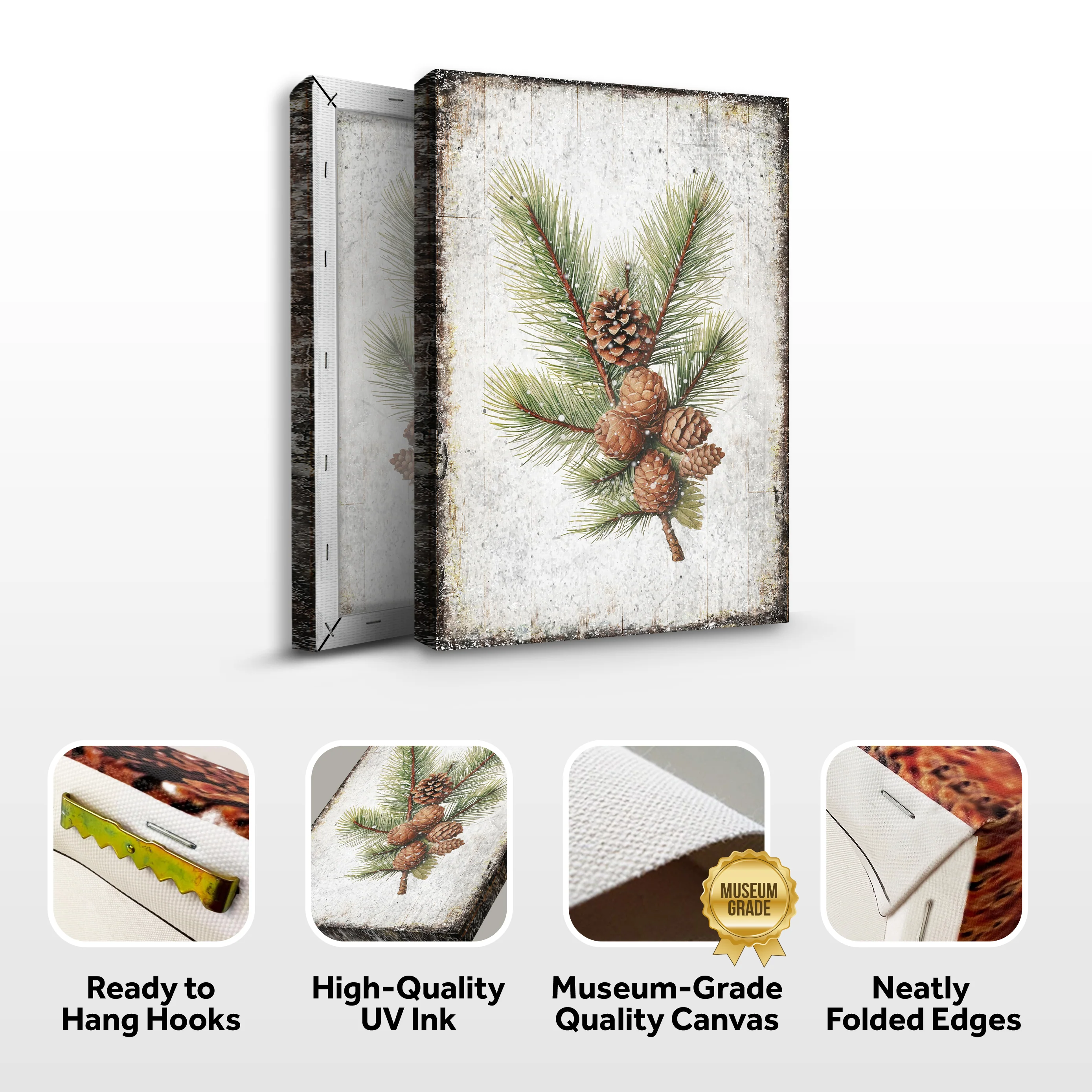 Vintage Winter Pine Cone Christmas Wall Art IV - Image 6