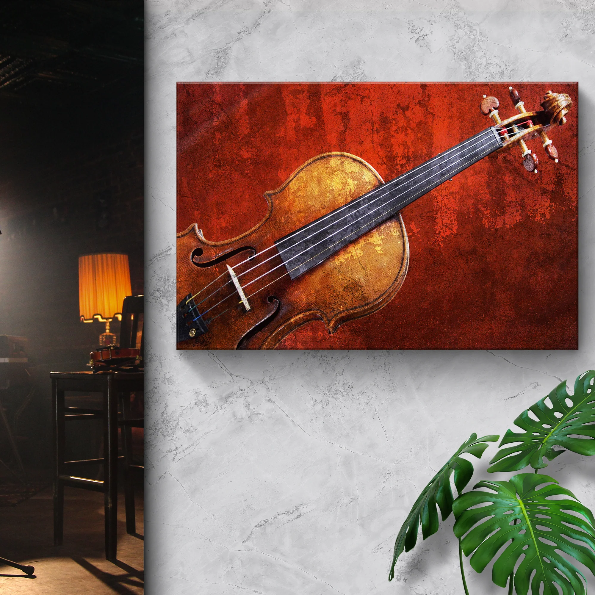 Violin Grunge Canvas Wall Art - Image 2