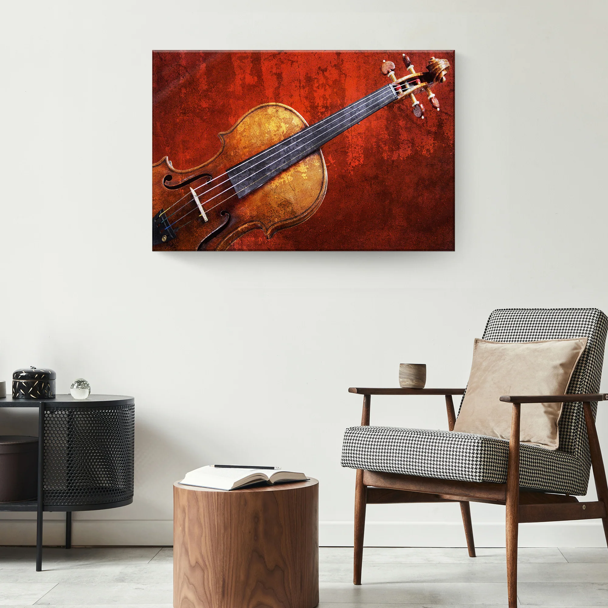 Violin Grunge Canvas Wall Art - Image 3