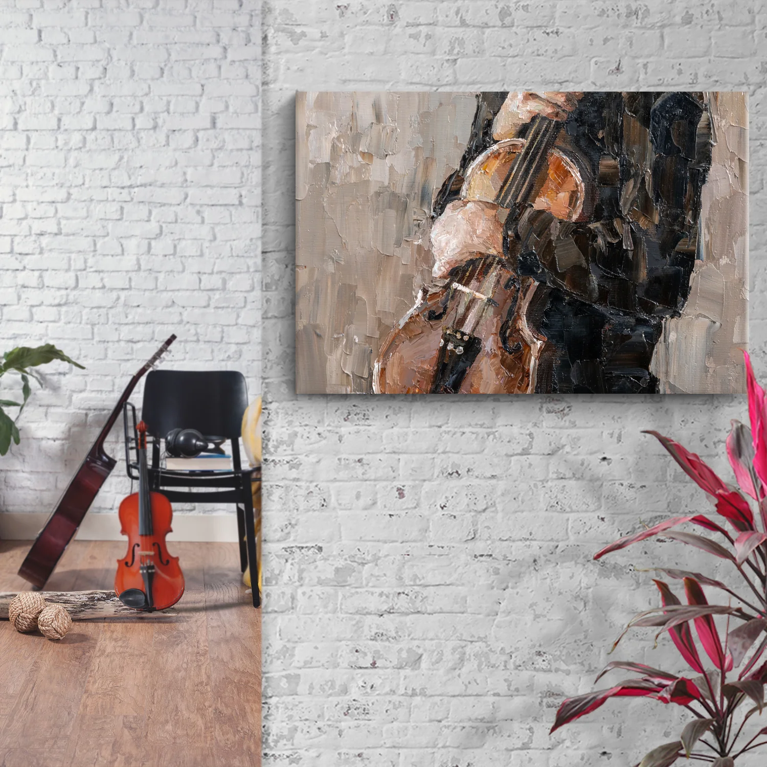 Violin Rustic Canvas Wall Art - Image 3