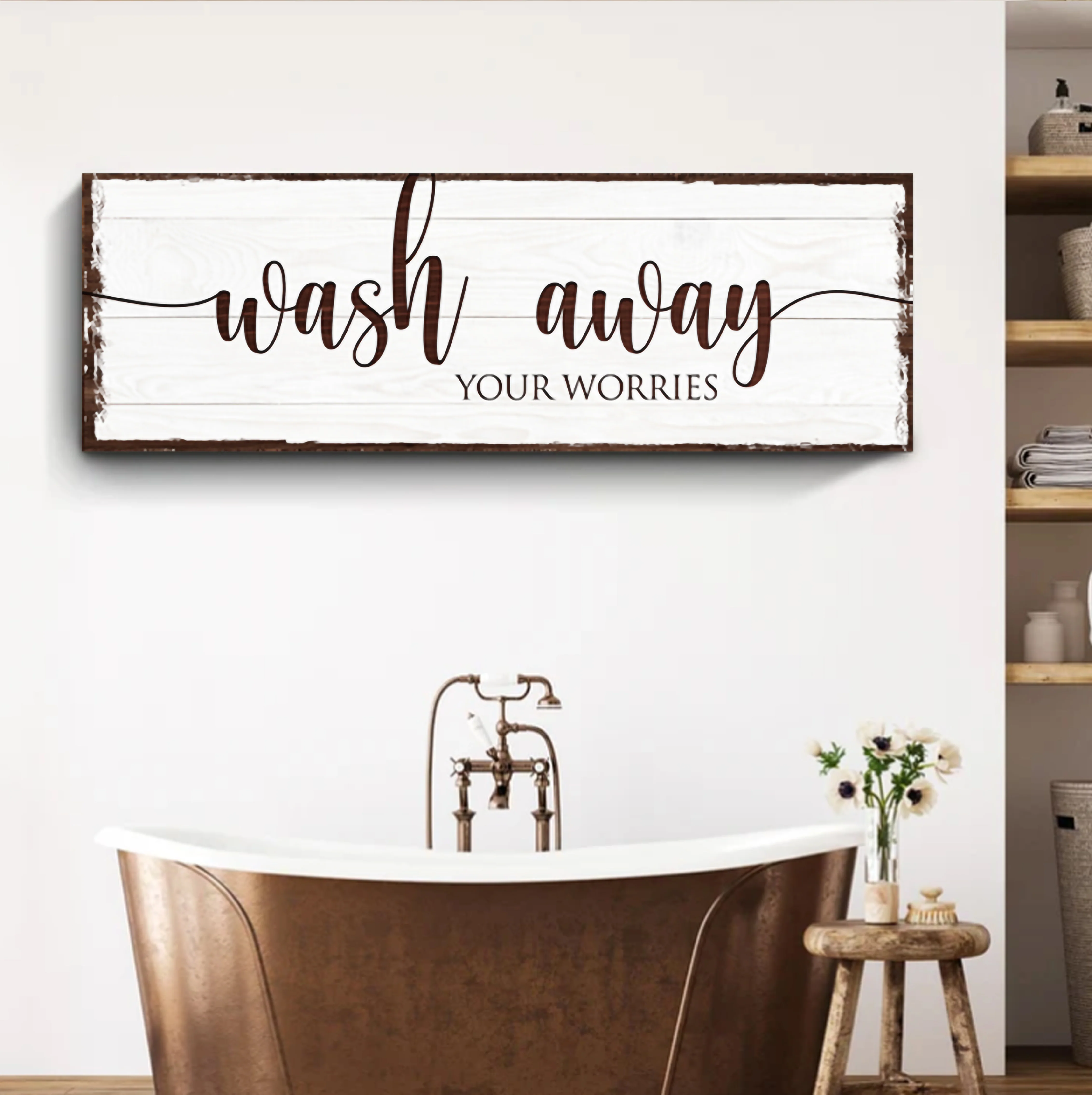 Wash Away Your Worries Bathroom Sign - Image 3