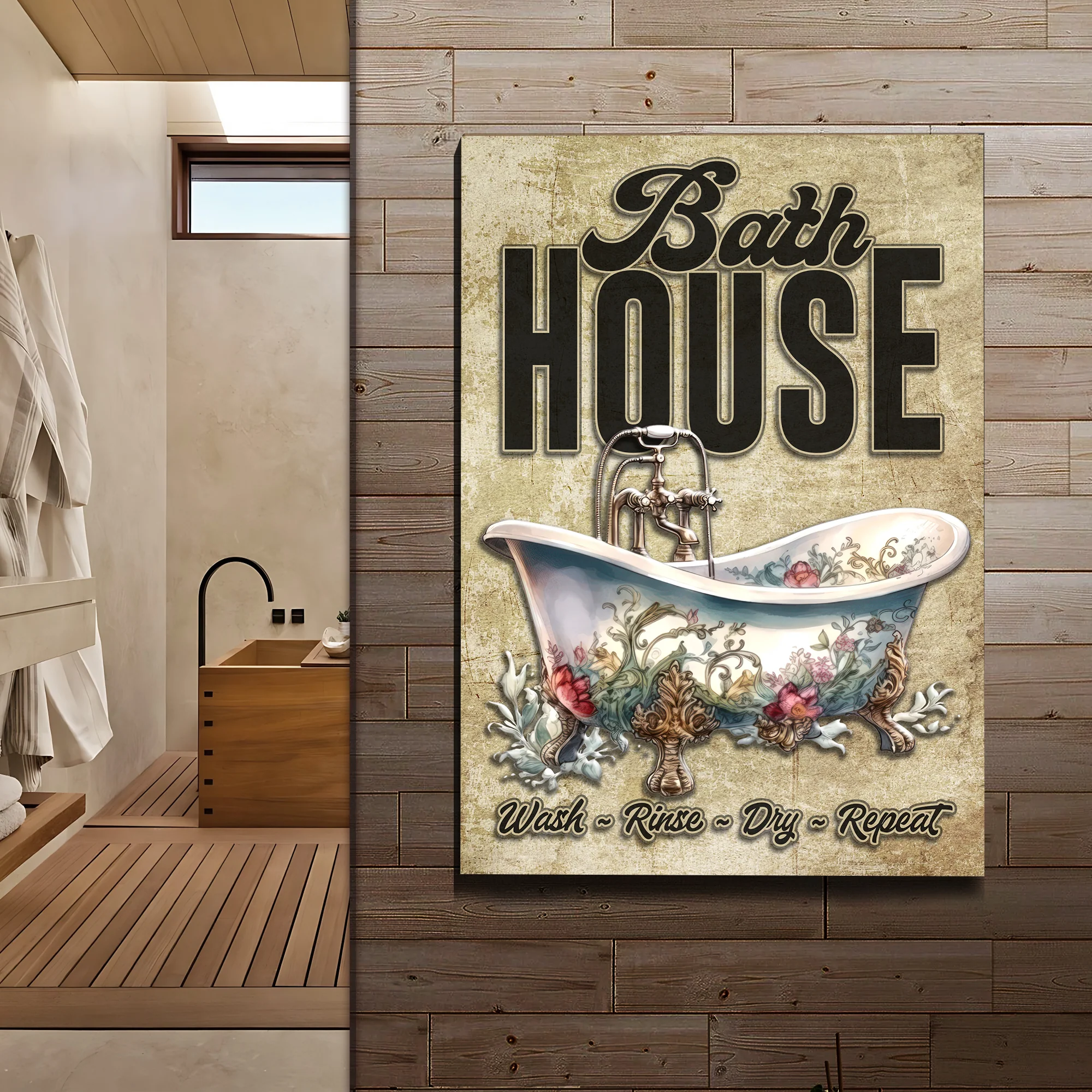 Wash Rinse Dry Repeat Bath House Sign - Image 3