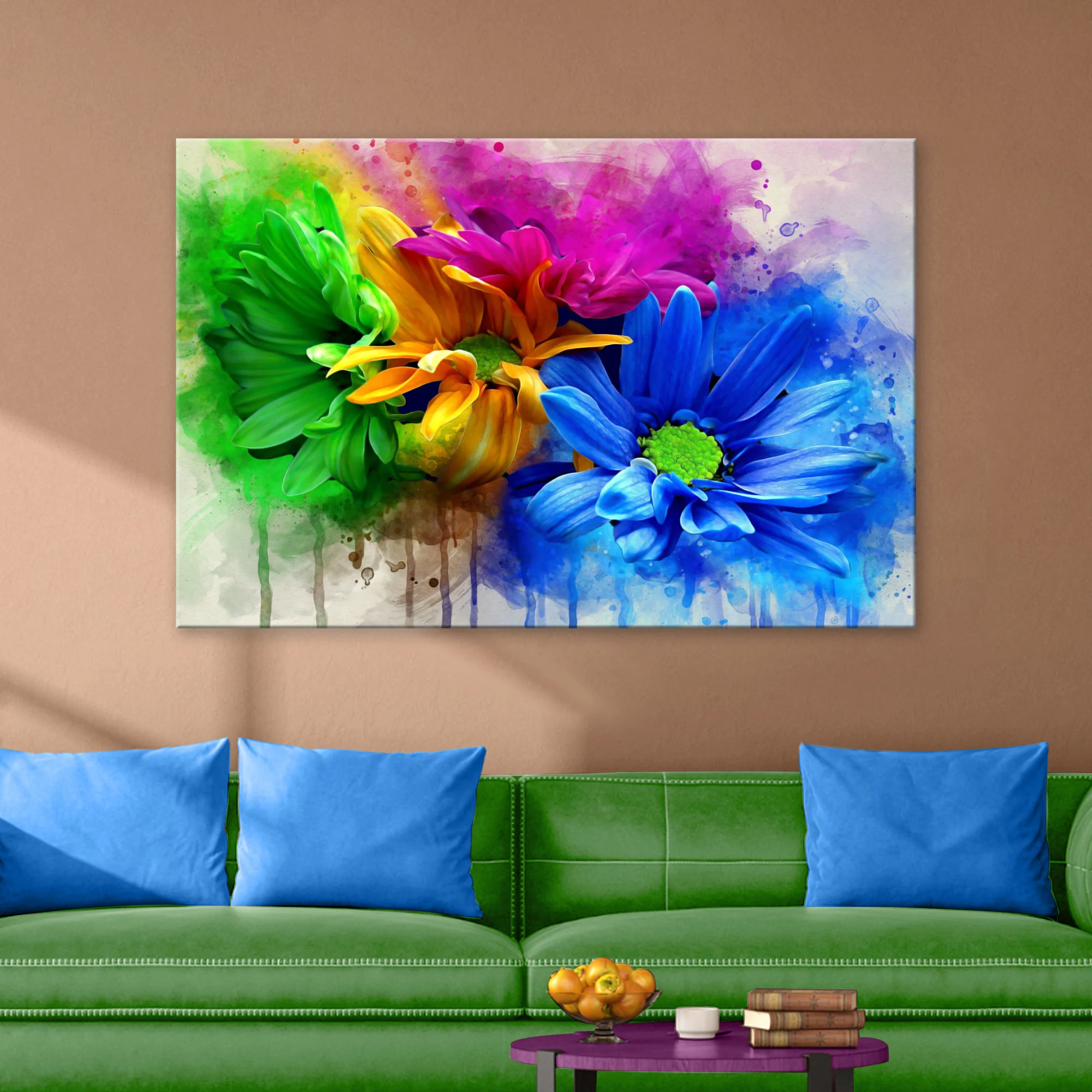 Watercolor Daisies Canvas Wall Art - Image 3