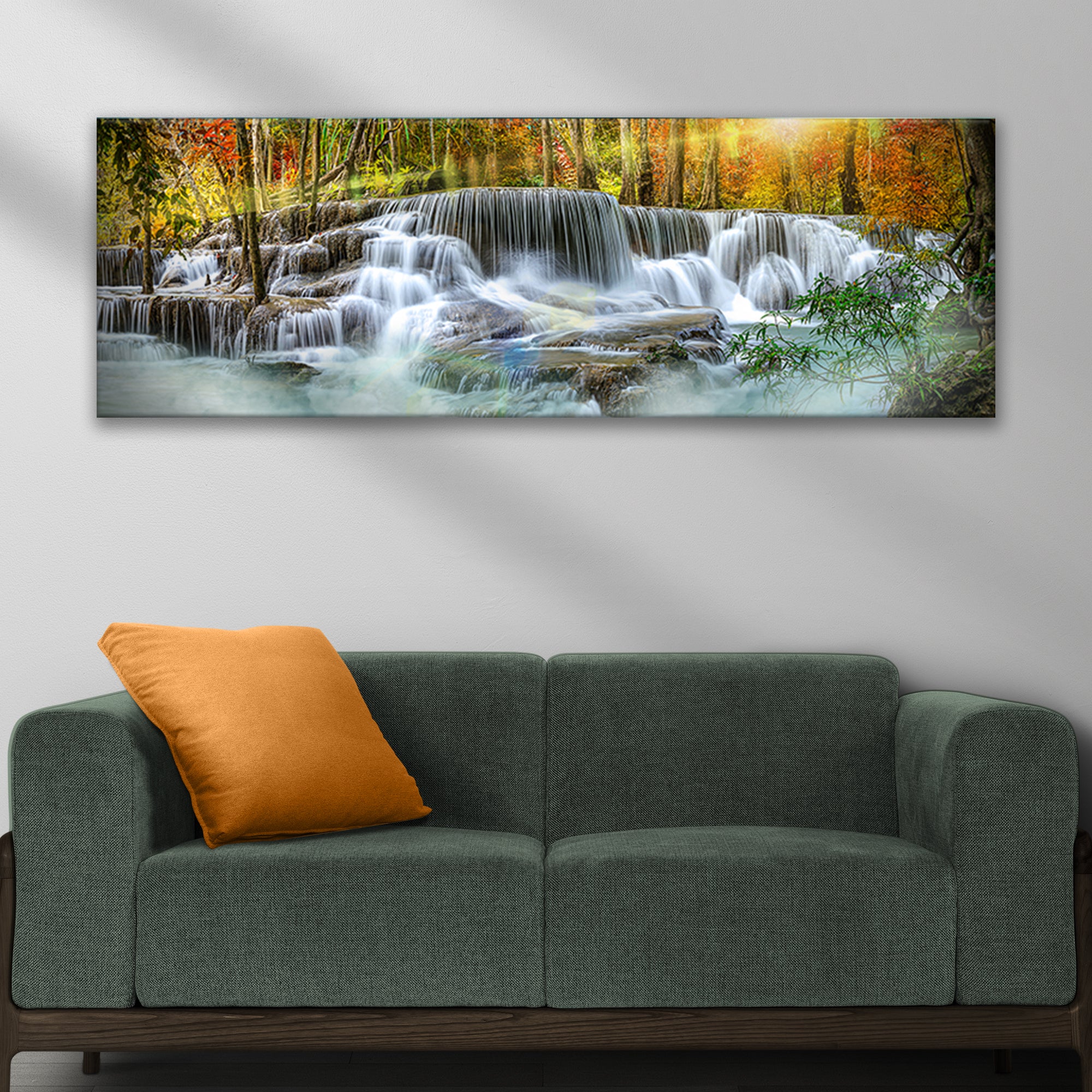 Waterfall In Forest River Canvas Wall Art - Image 2
