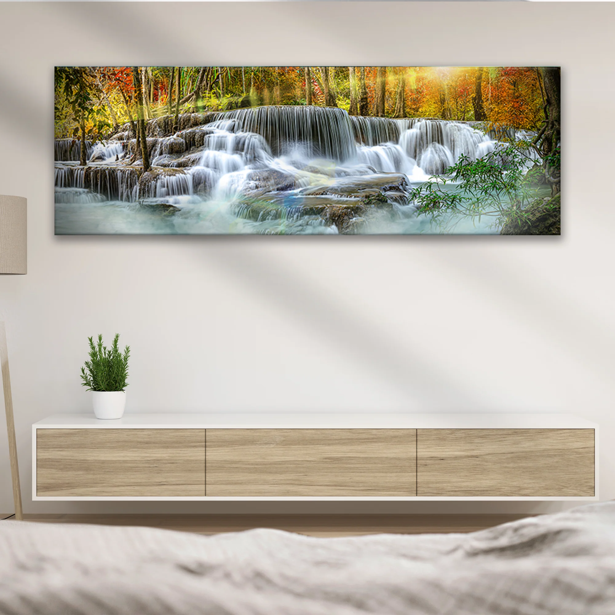 Waterfall In Forest River Canvas Wall Art - Image 3