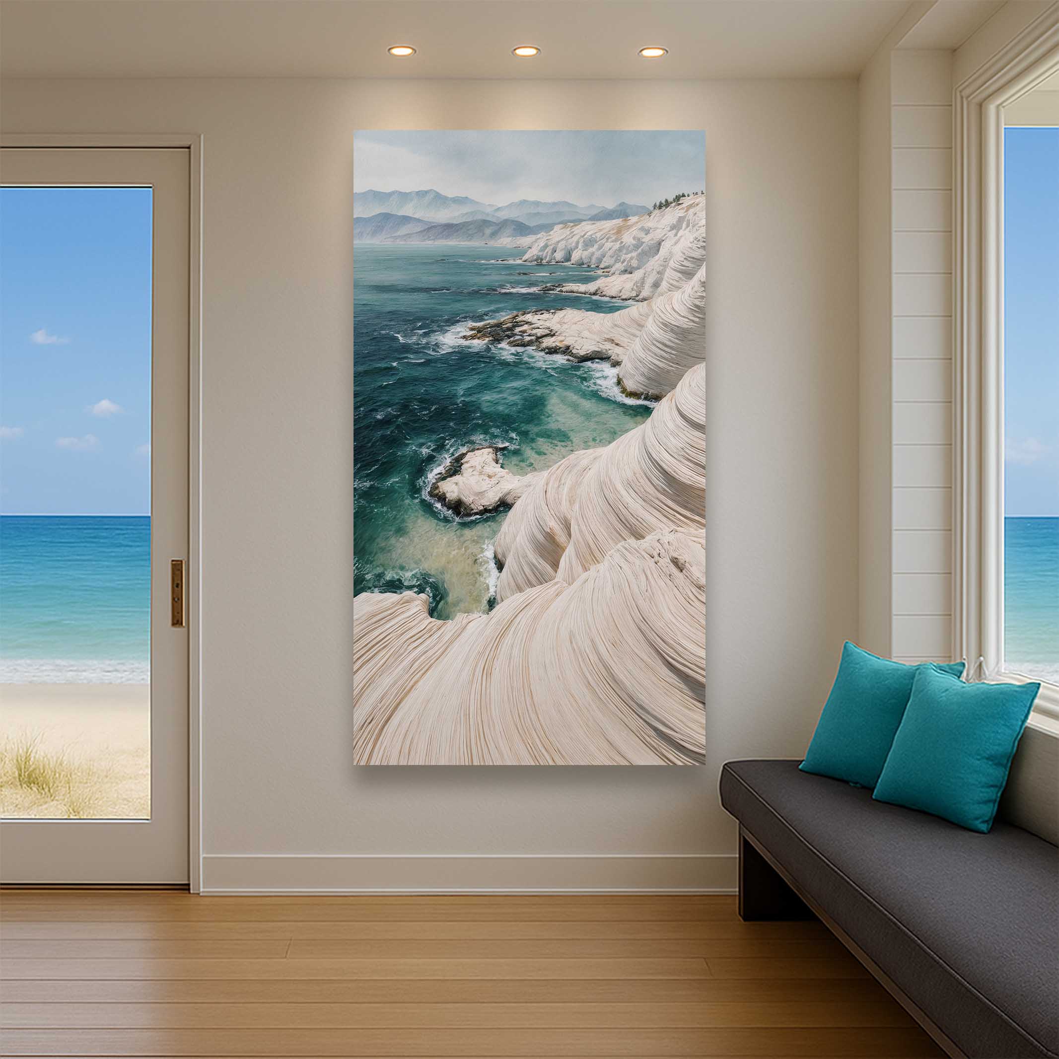 Waves of Serenity Plaster Abstract Wall Art II - Image 3