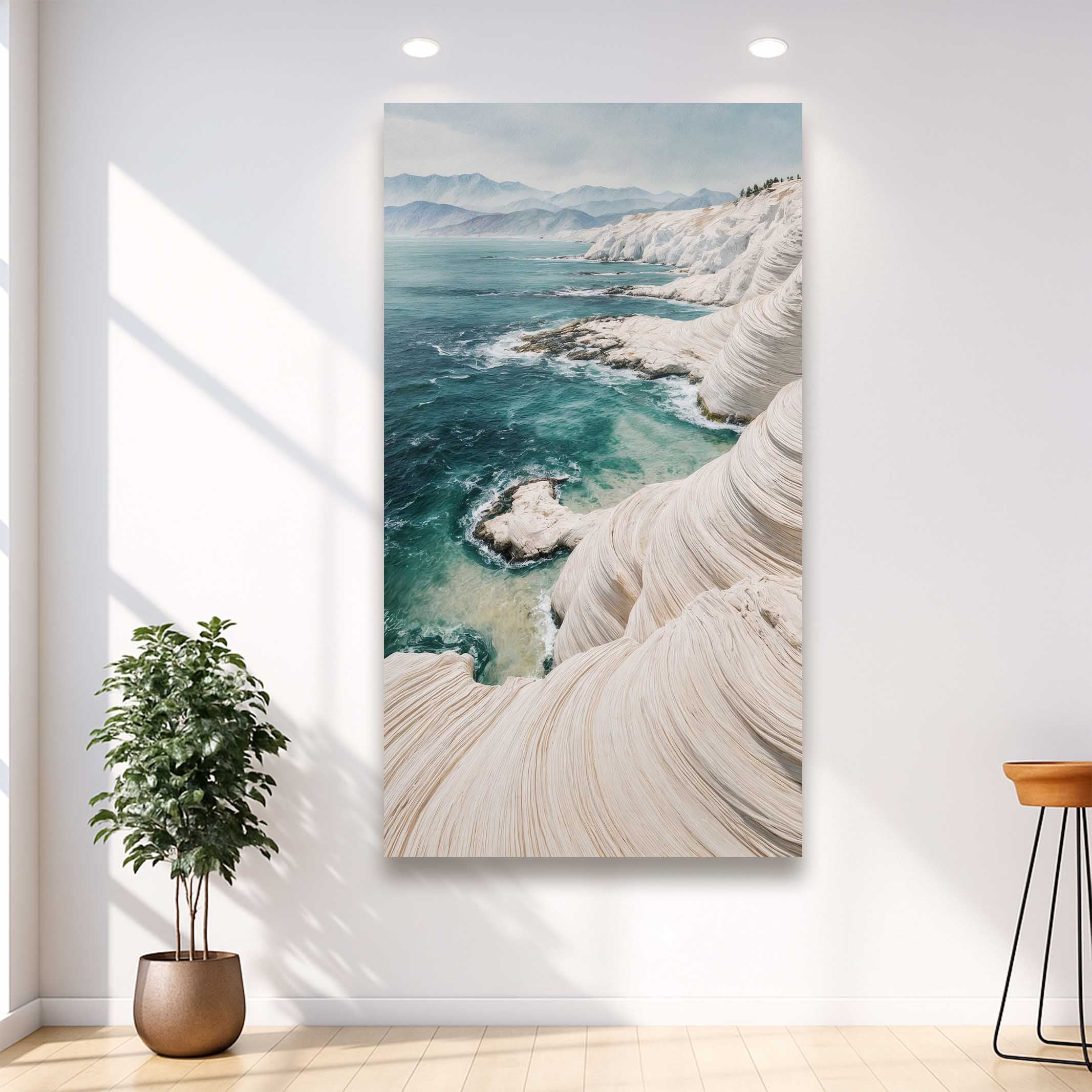 Waves of Serenity Plaster Abstract Wall Art II - Image 5