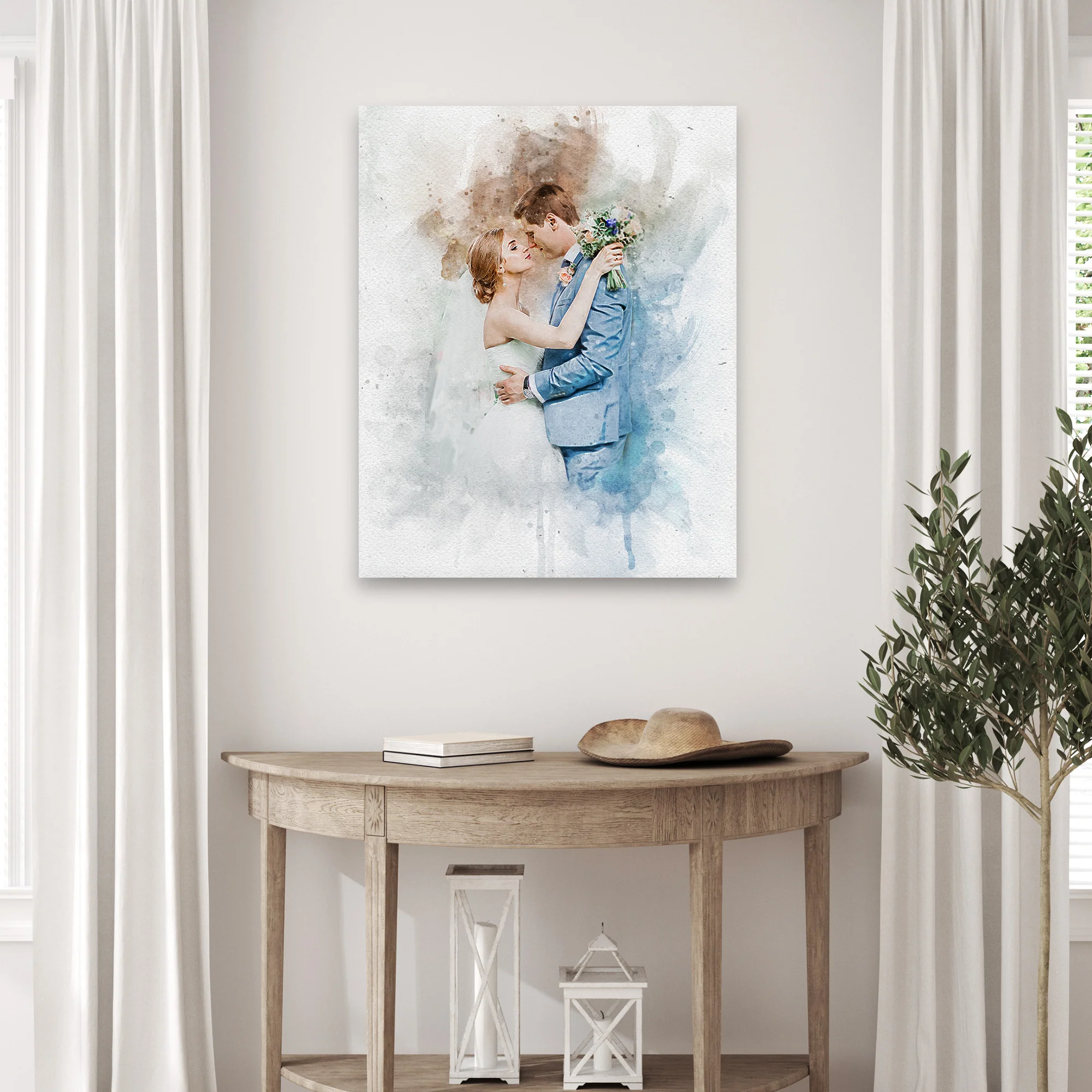 Wedding Watercolor Portrait Sign - Image 2