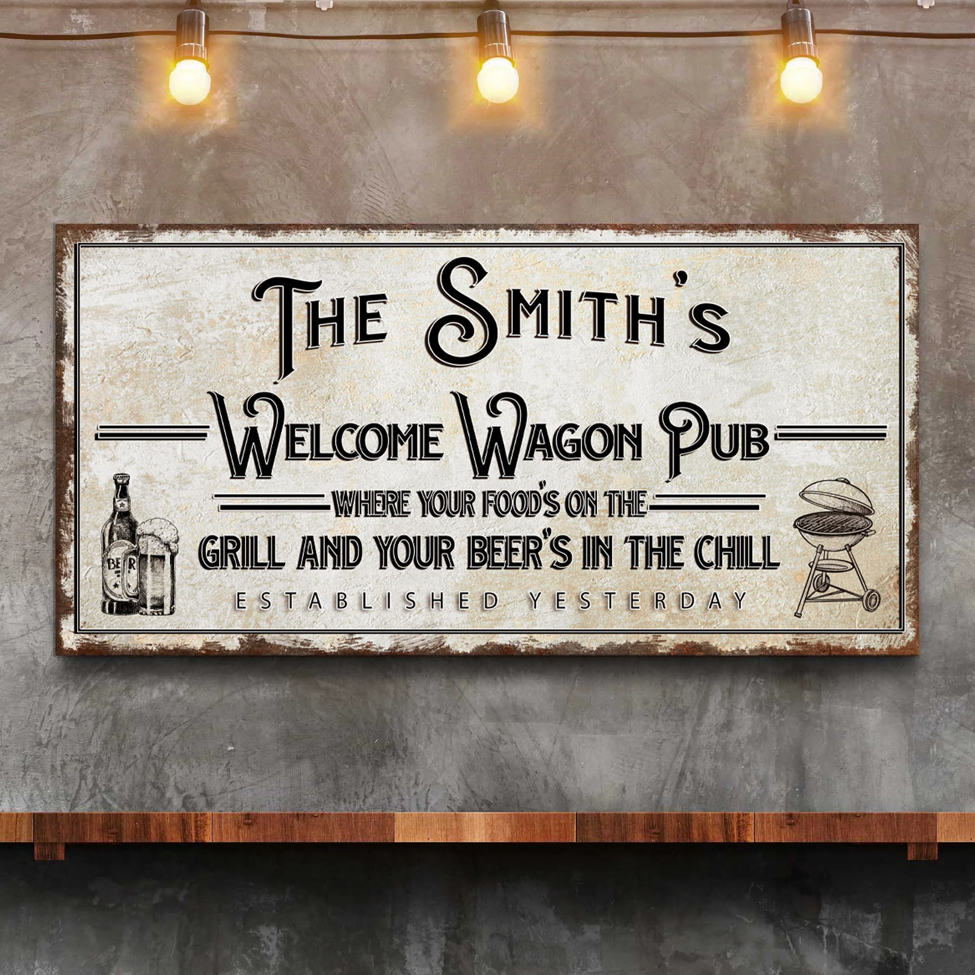 Welcome Wagon Pub Your Beer's In The Chill Sign - Image 2