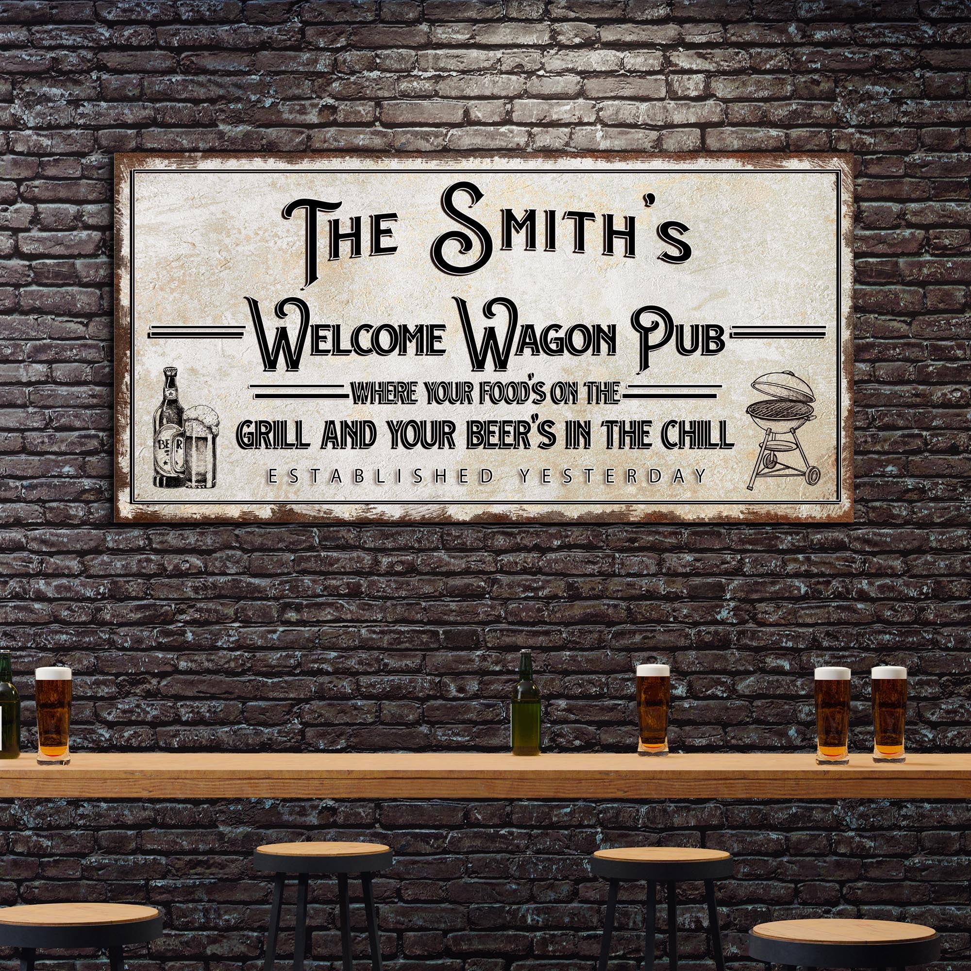 Welcome Wagon Pub Your Beer's In The Chill Sign - Image 3