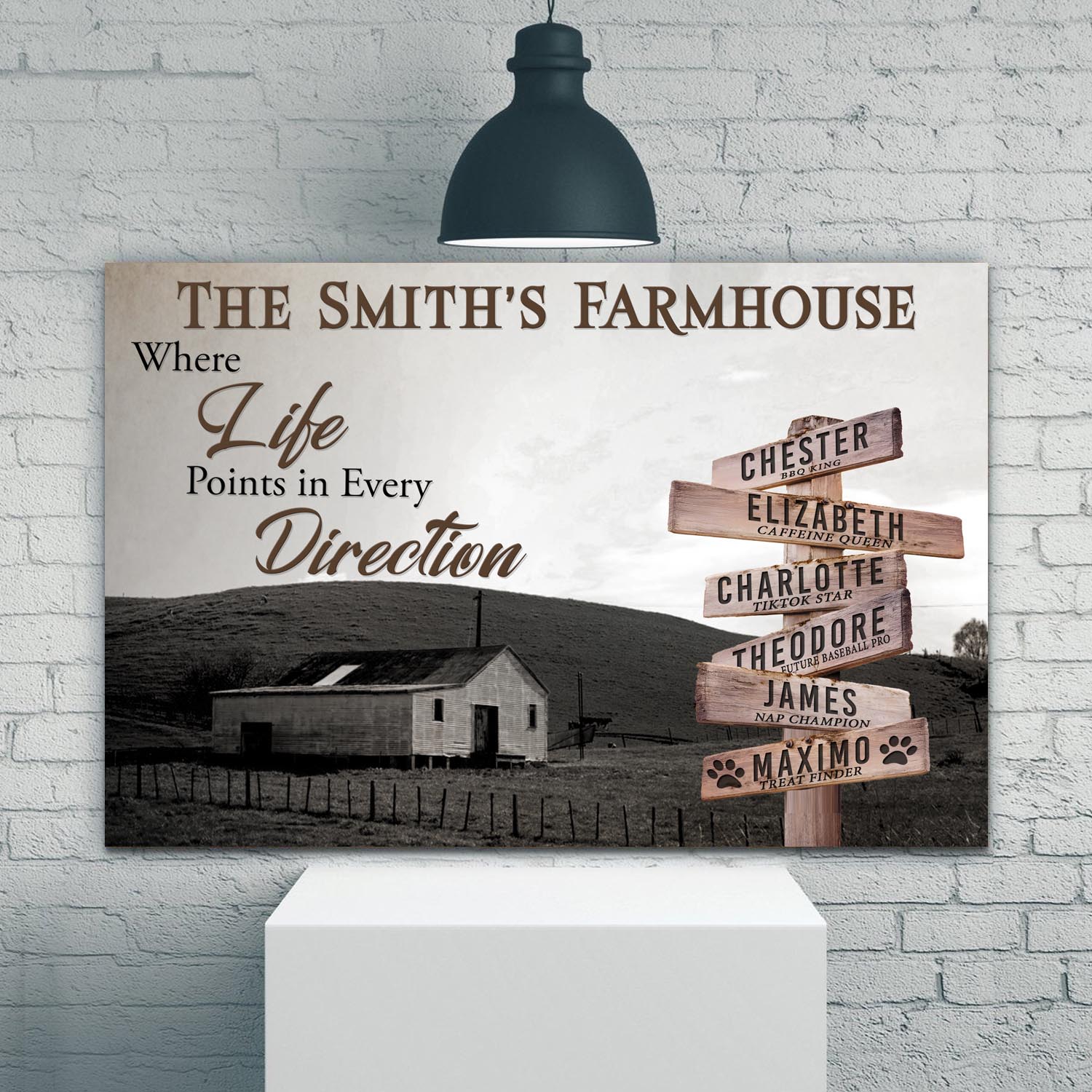 Where Life Points In Every Direction Family Farmhouse Names Sign - Image 3