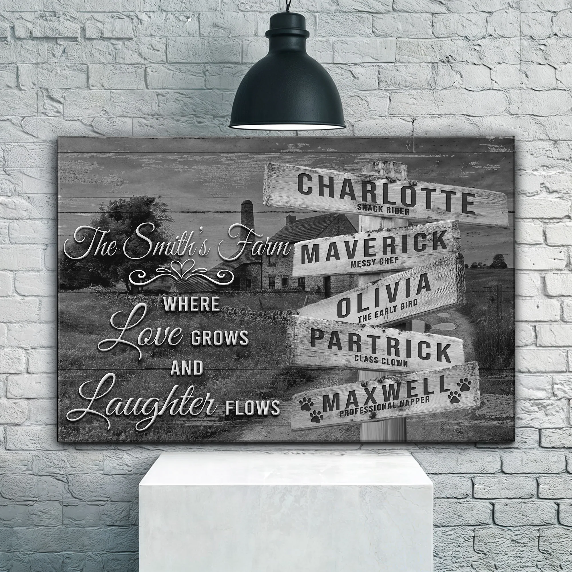 Where Love Grows And Laughter Flows Family Names Sign