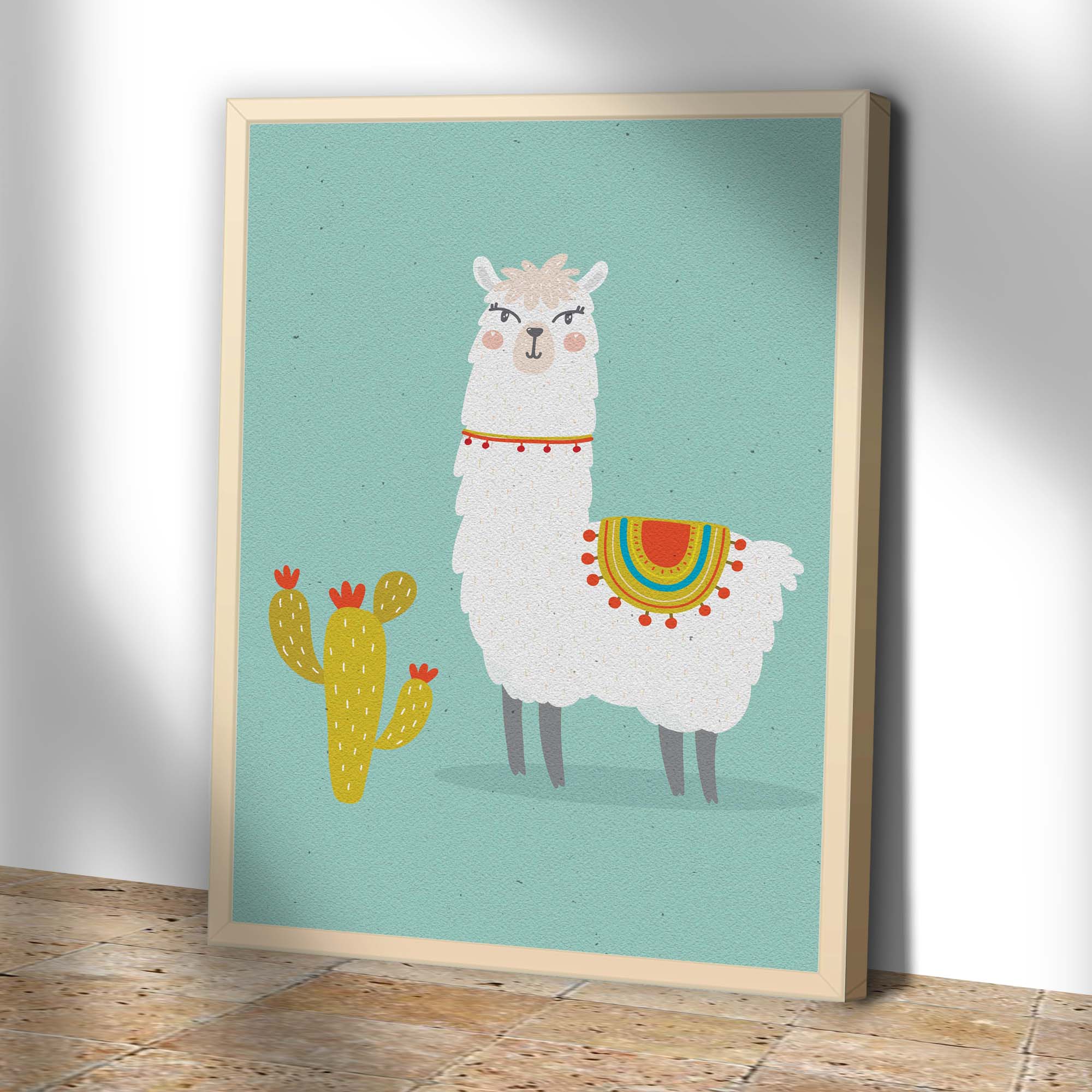 Whimsical Llama Portrait Canvas Wall Art - Image 2