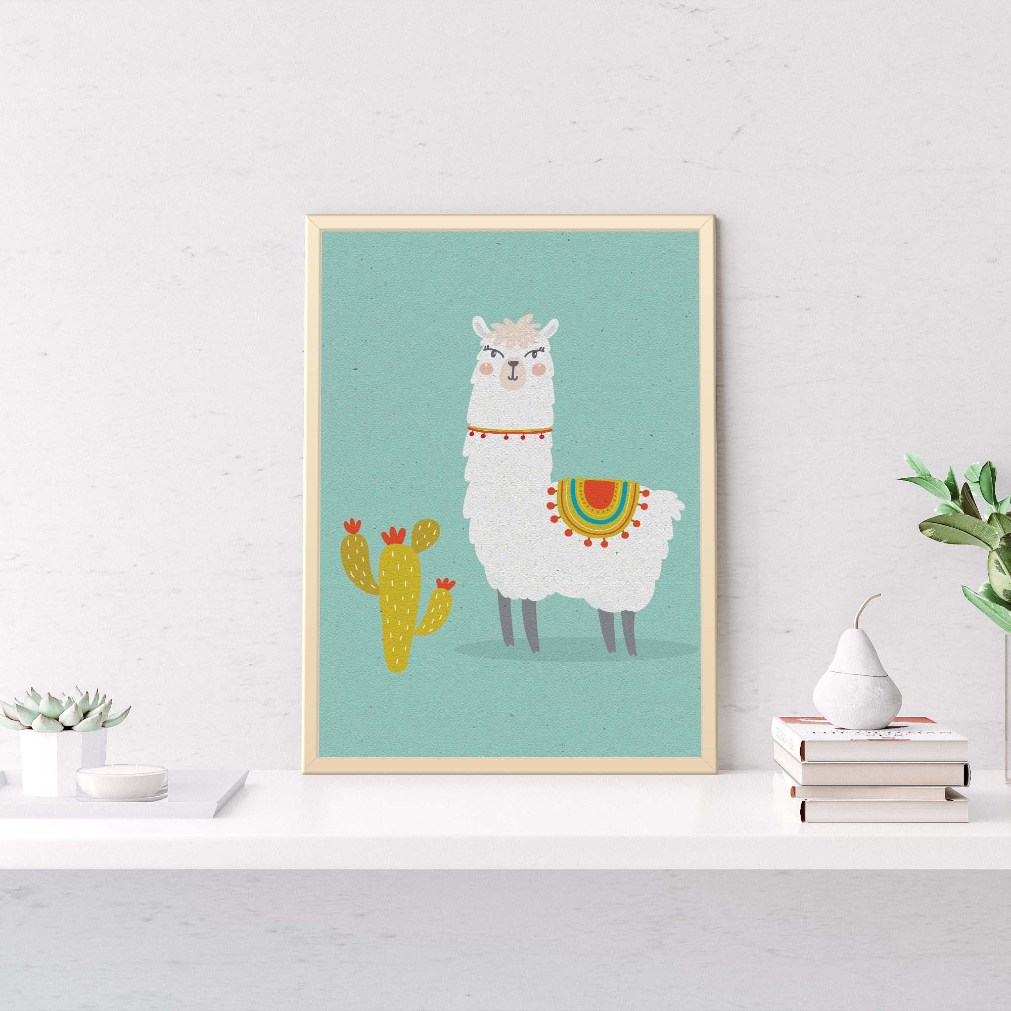 Whimsical Llama Portrait Canvas Wall Art - Image 3