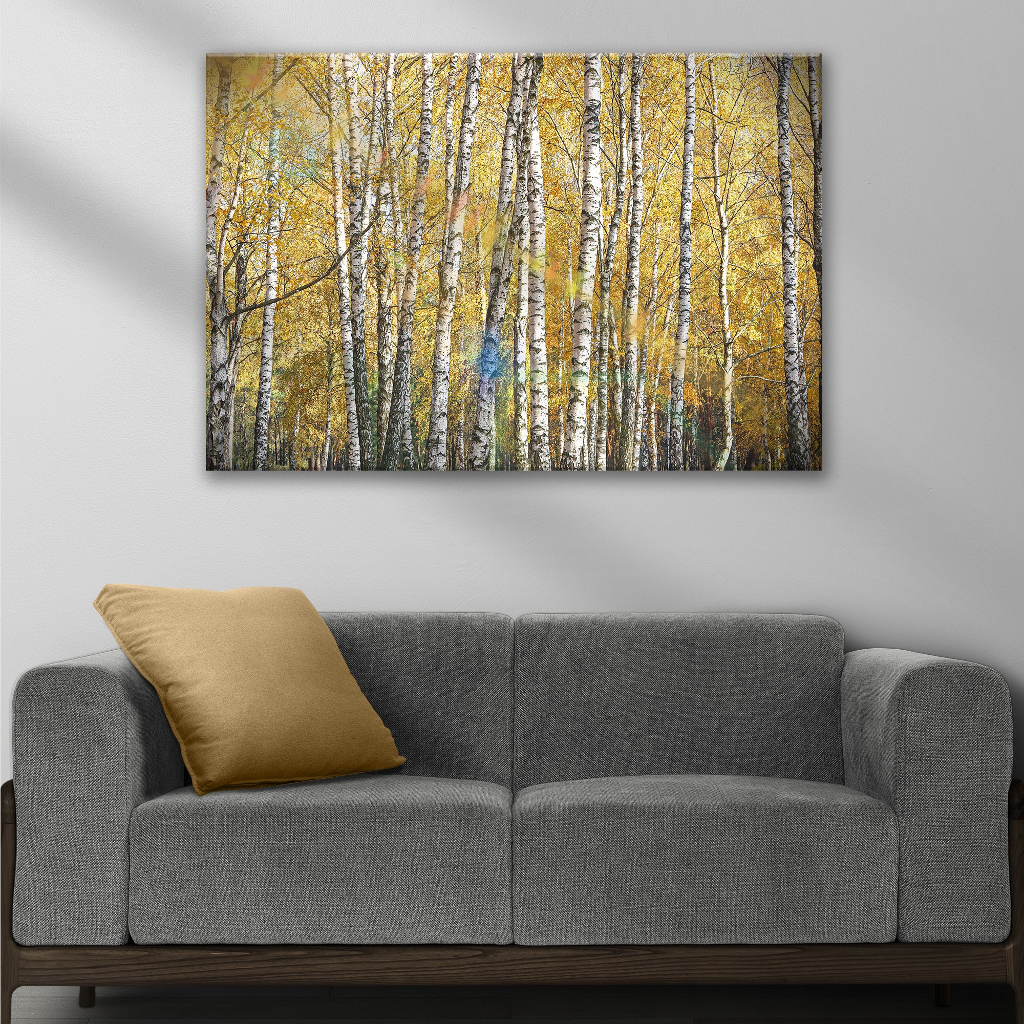 White Birch Trees With Golden Leaves Canvas Wall Art - Image 3