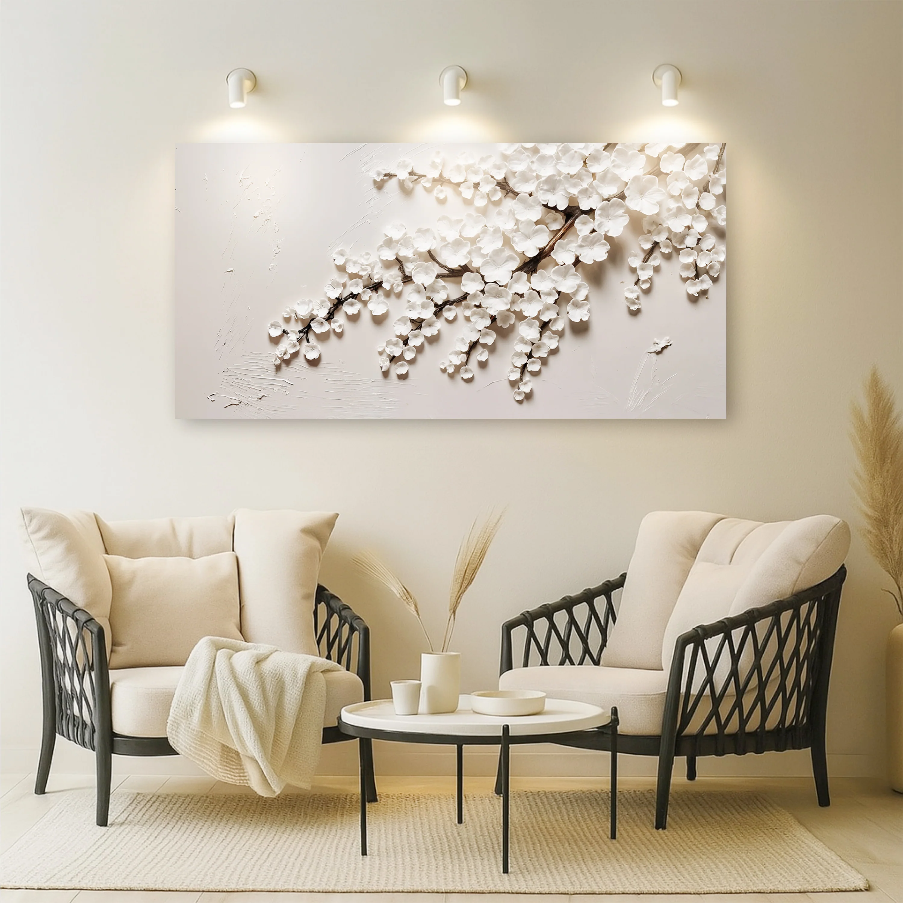 White Cherry Blossom Wall Art - Image 3