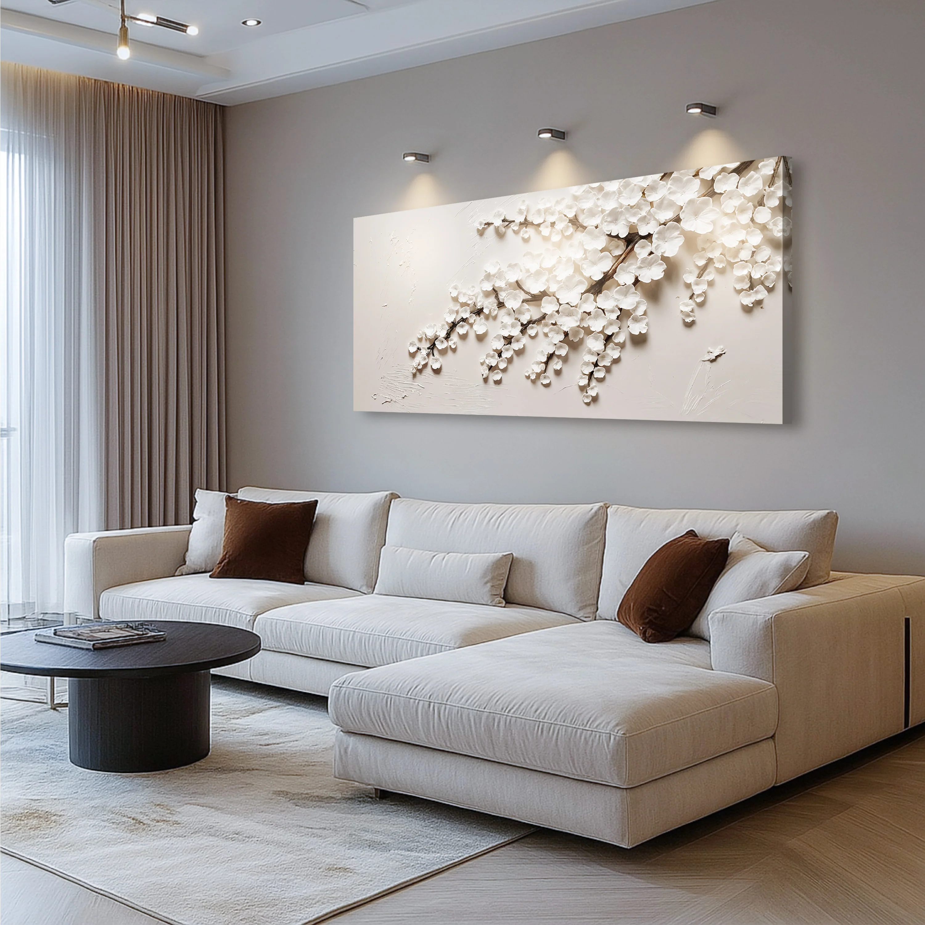 White Cherry Blossom Wall Art - Image 4